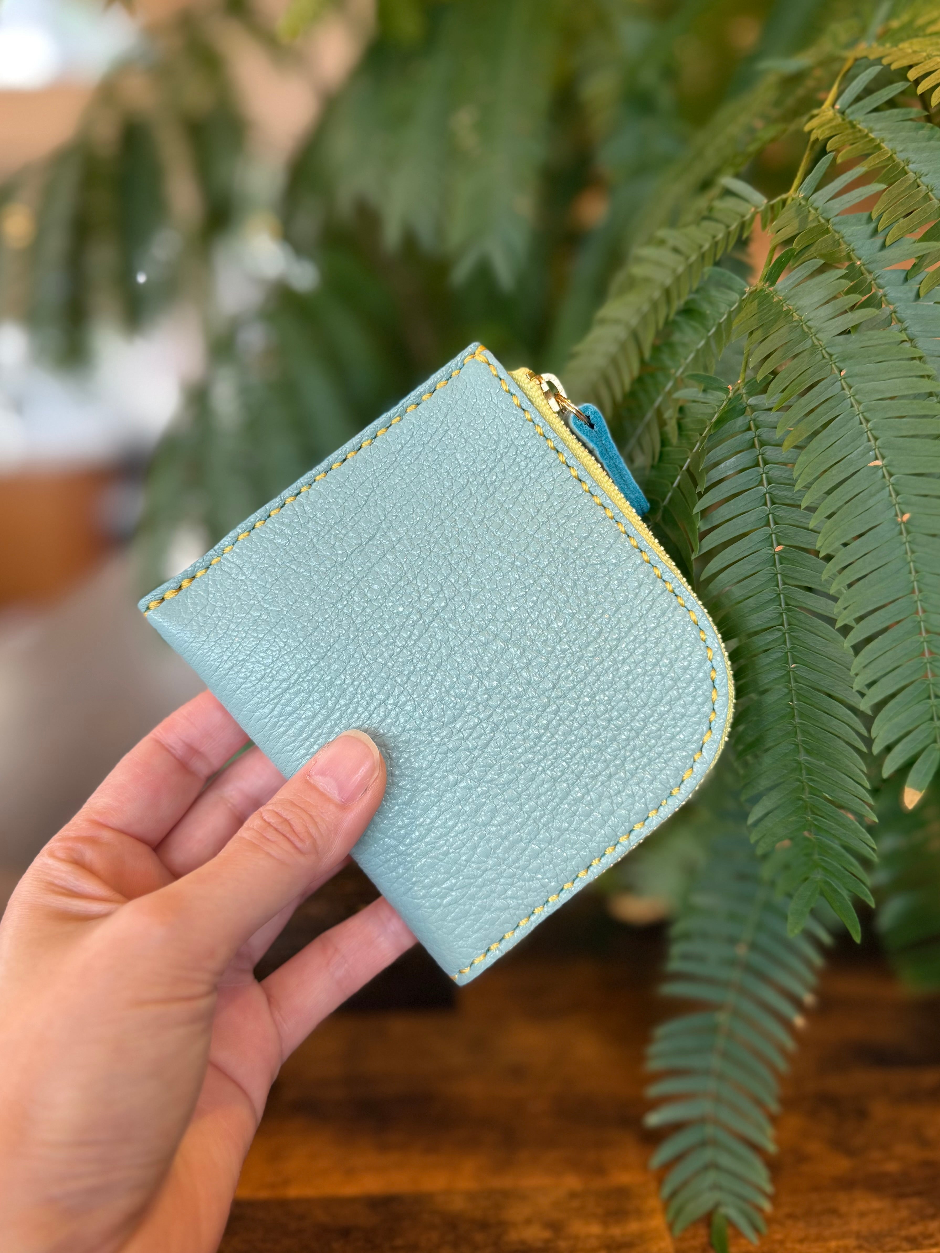 【屋久鹿革】島財布・ターコイズ