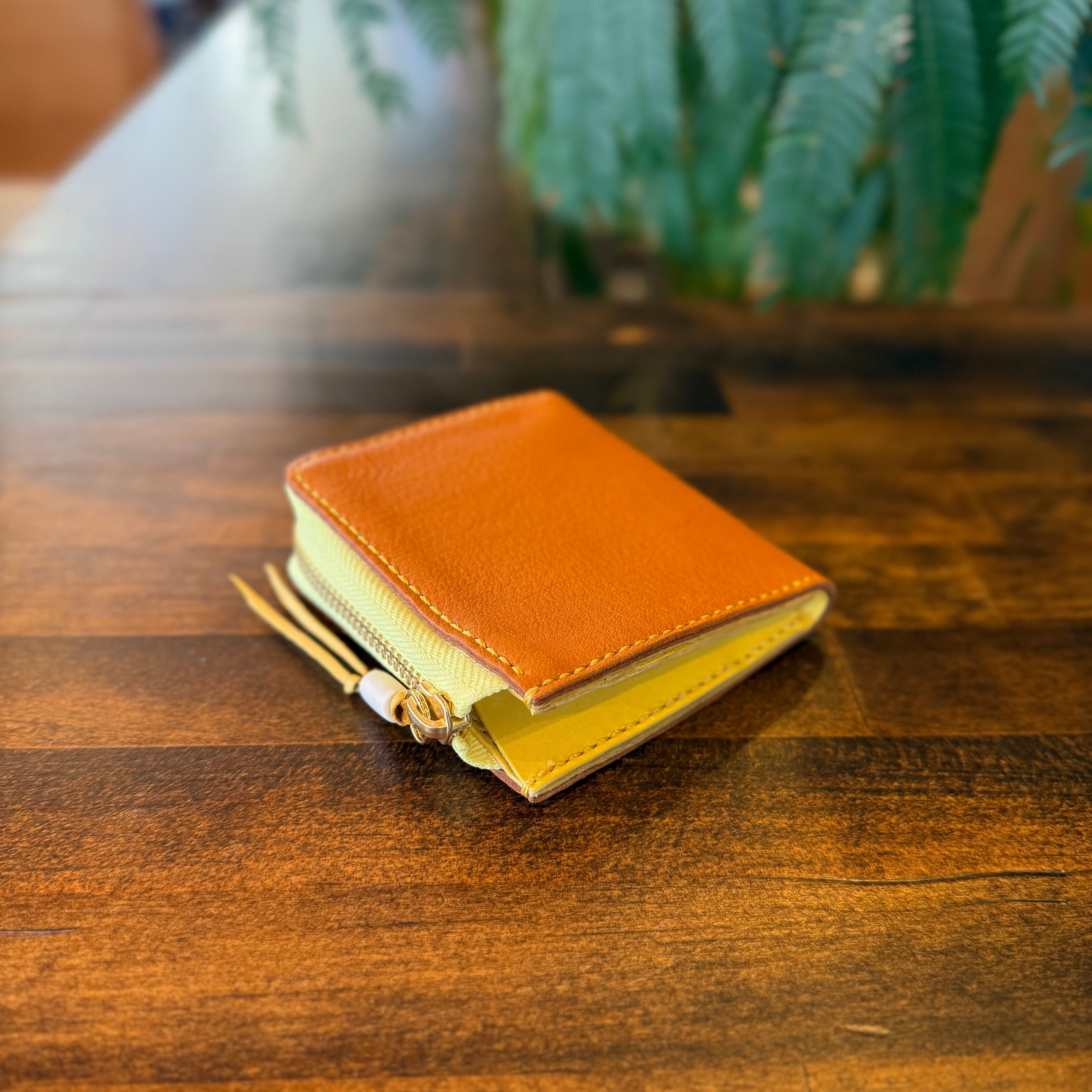【屋久鹿革】究極の島財布(キャメル×レモン)