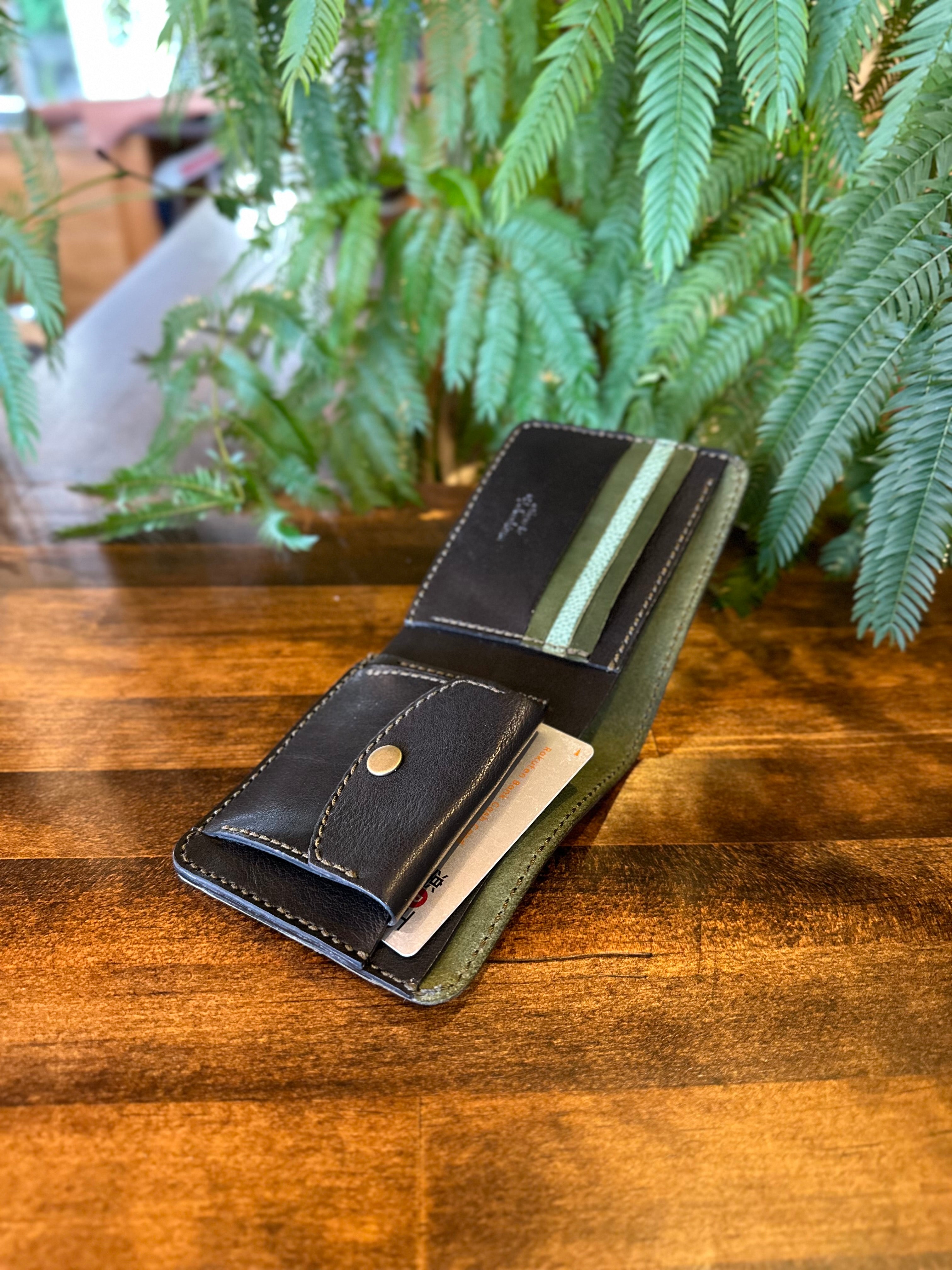 【屋久鹿革】二つ折り財布(夜森)