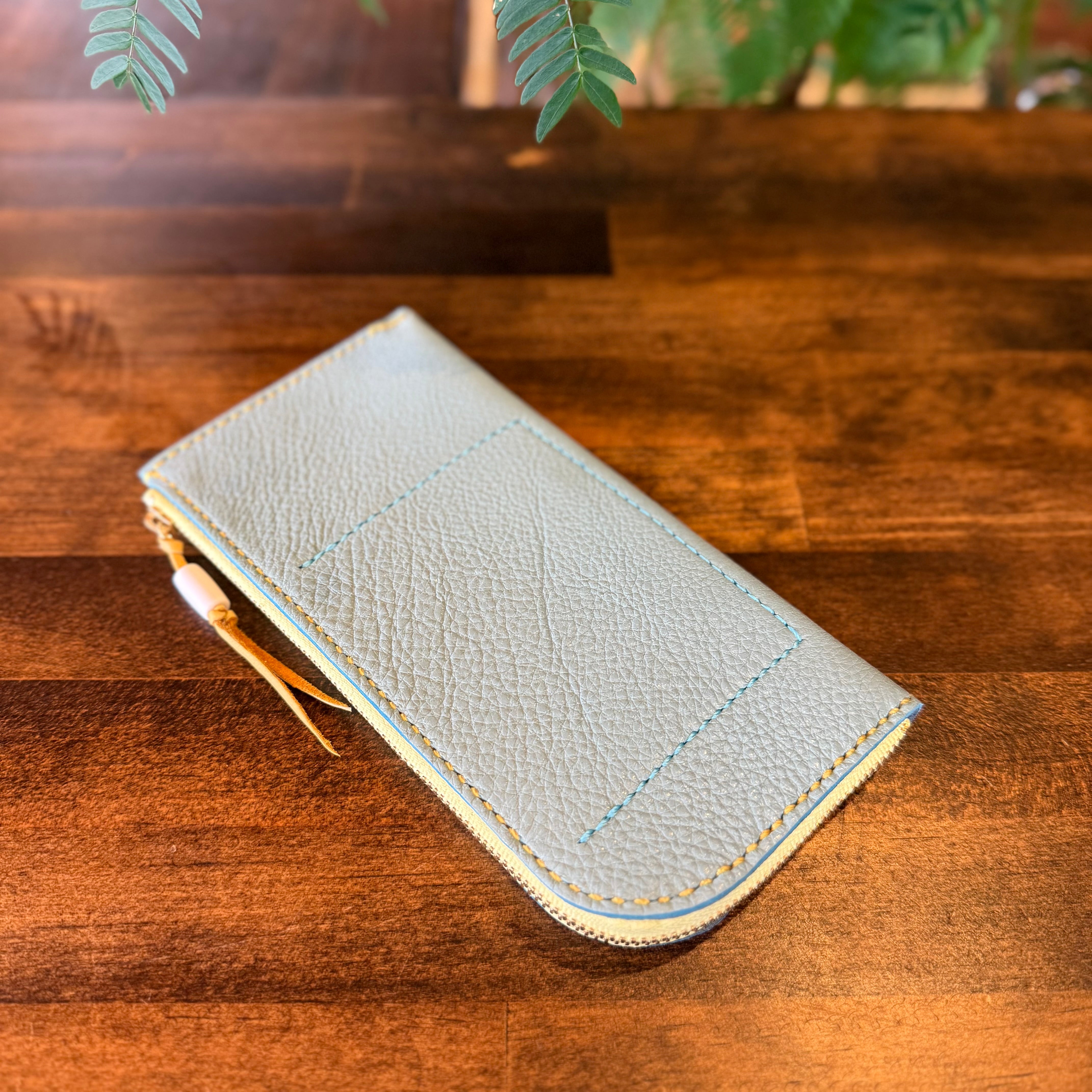 【屋久鹿革】島財布セミロング(ターコイズ)