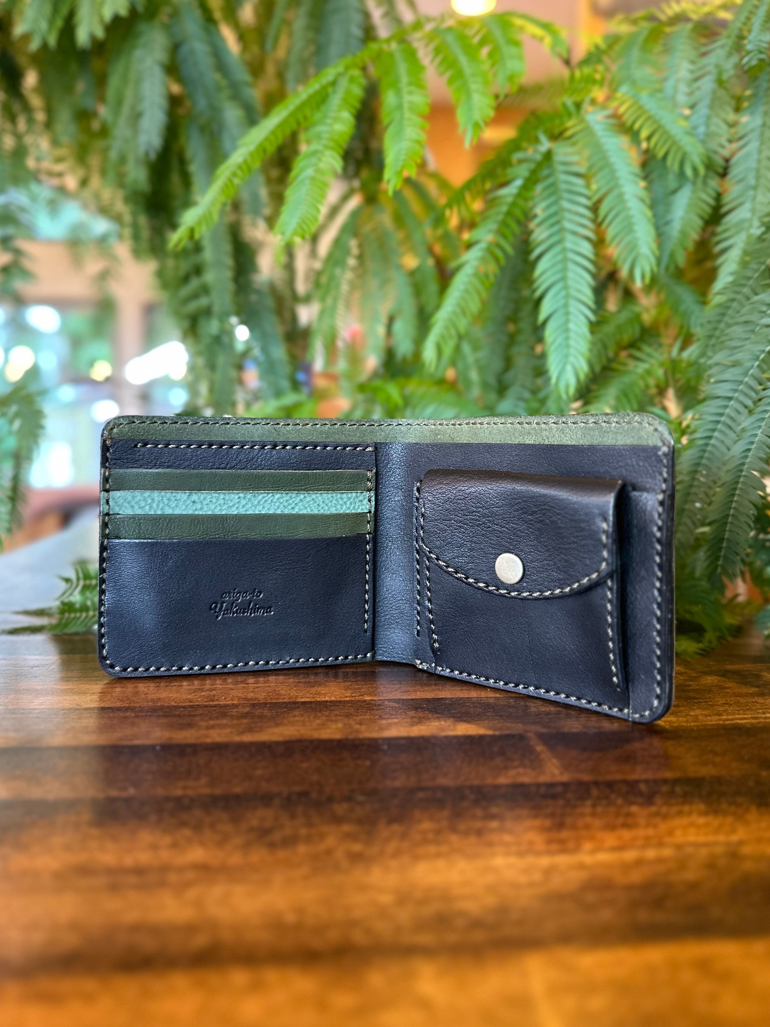 【屋久鹿革】二つ折り財布(夜森)