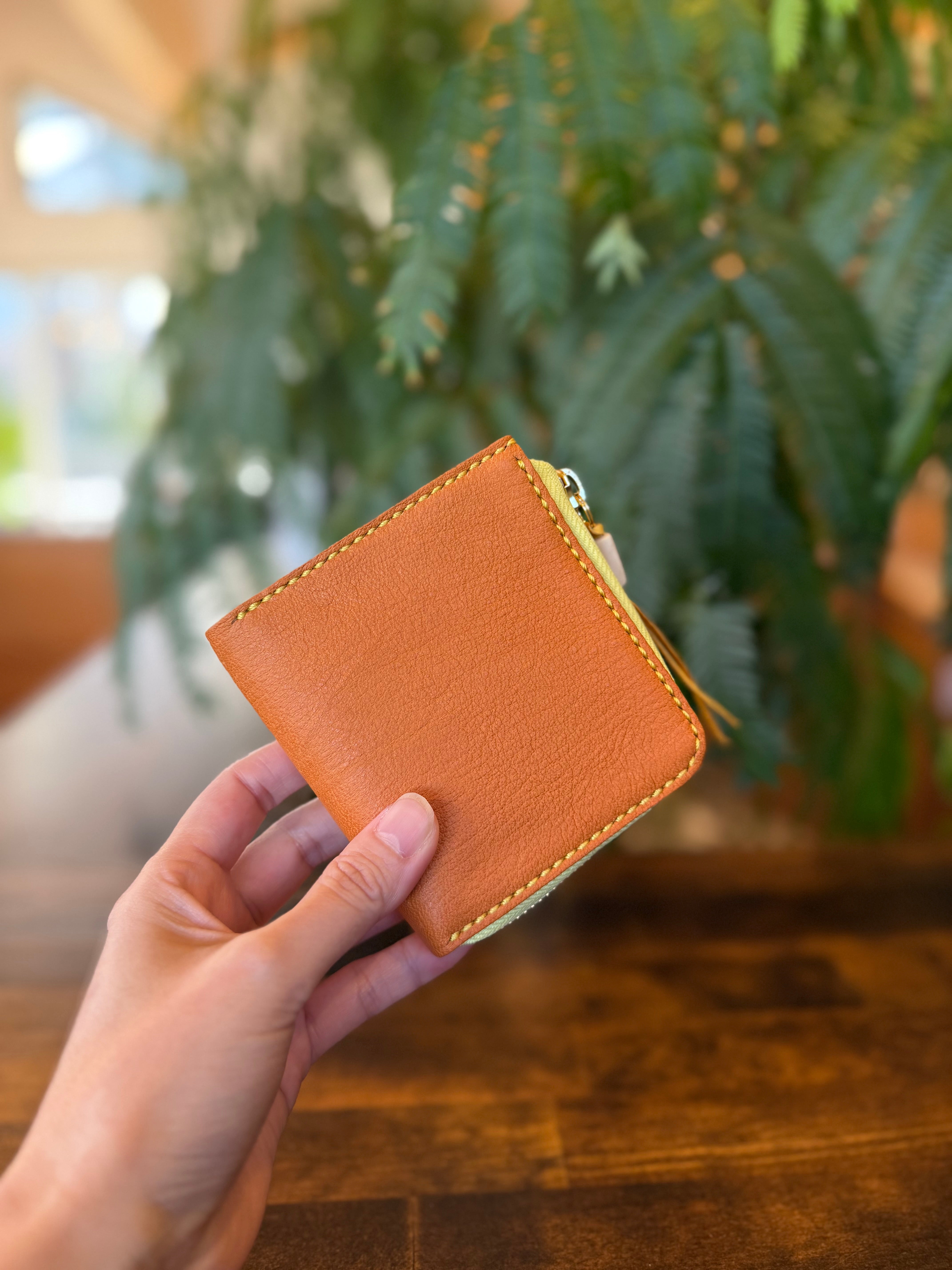 【屋久鹿革】究極の島財布(キャメル×レモン)