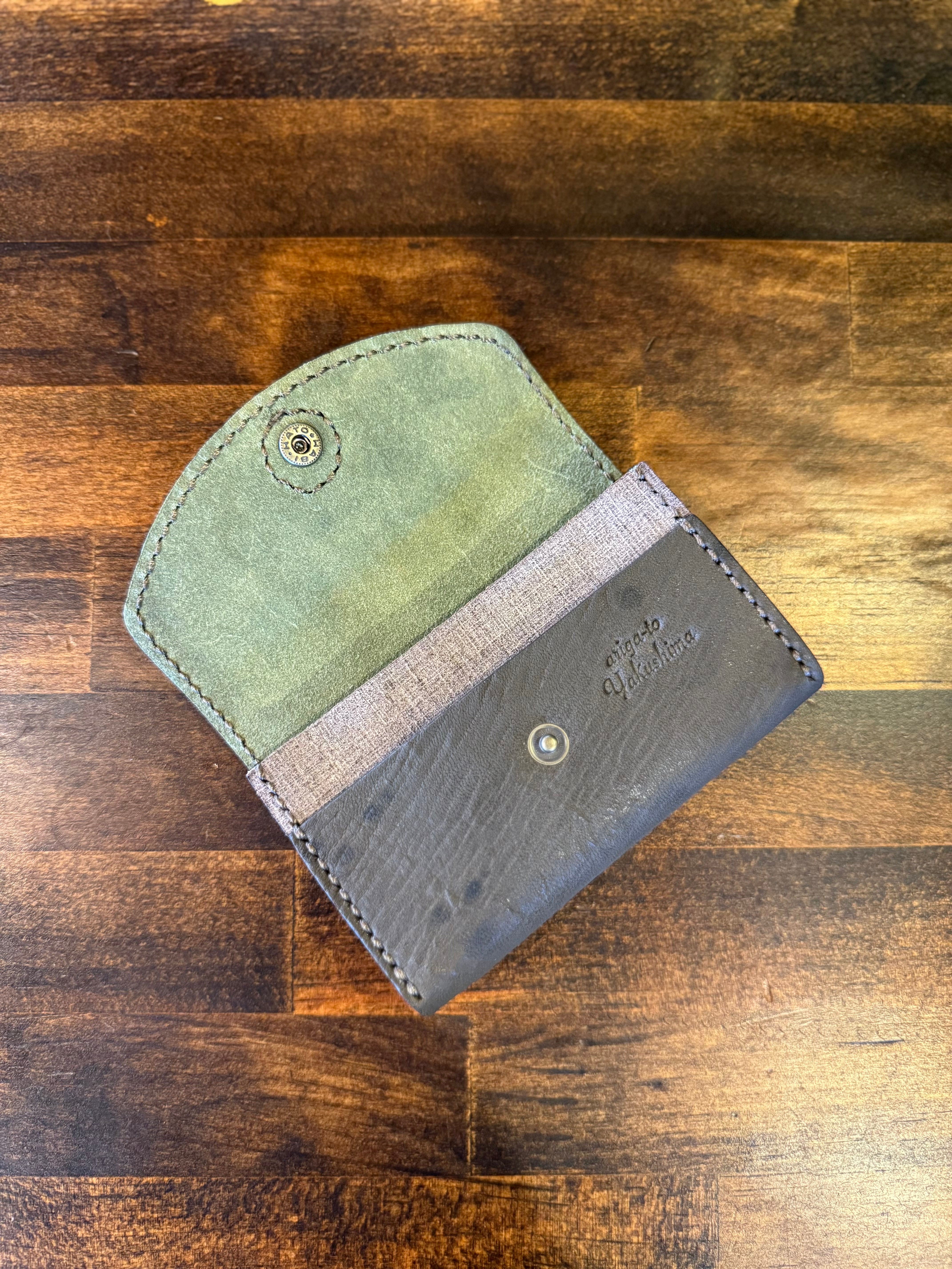 【屋久鹿革】おさいふ名刺入れ (屋久杉×夜光貝)