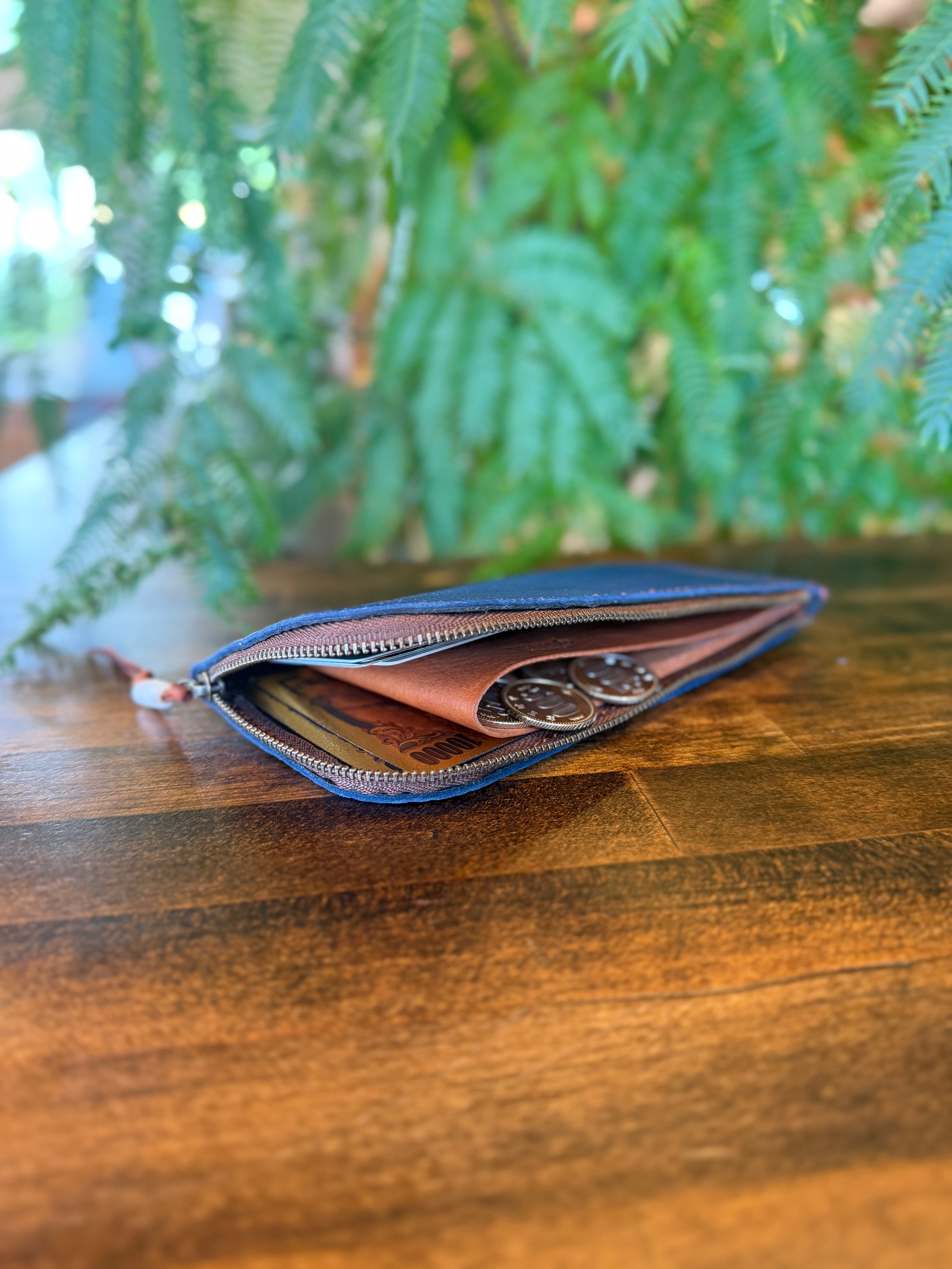 【蝦夷鹿革】島財布セミロング