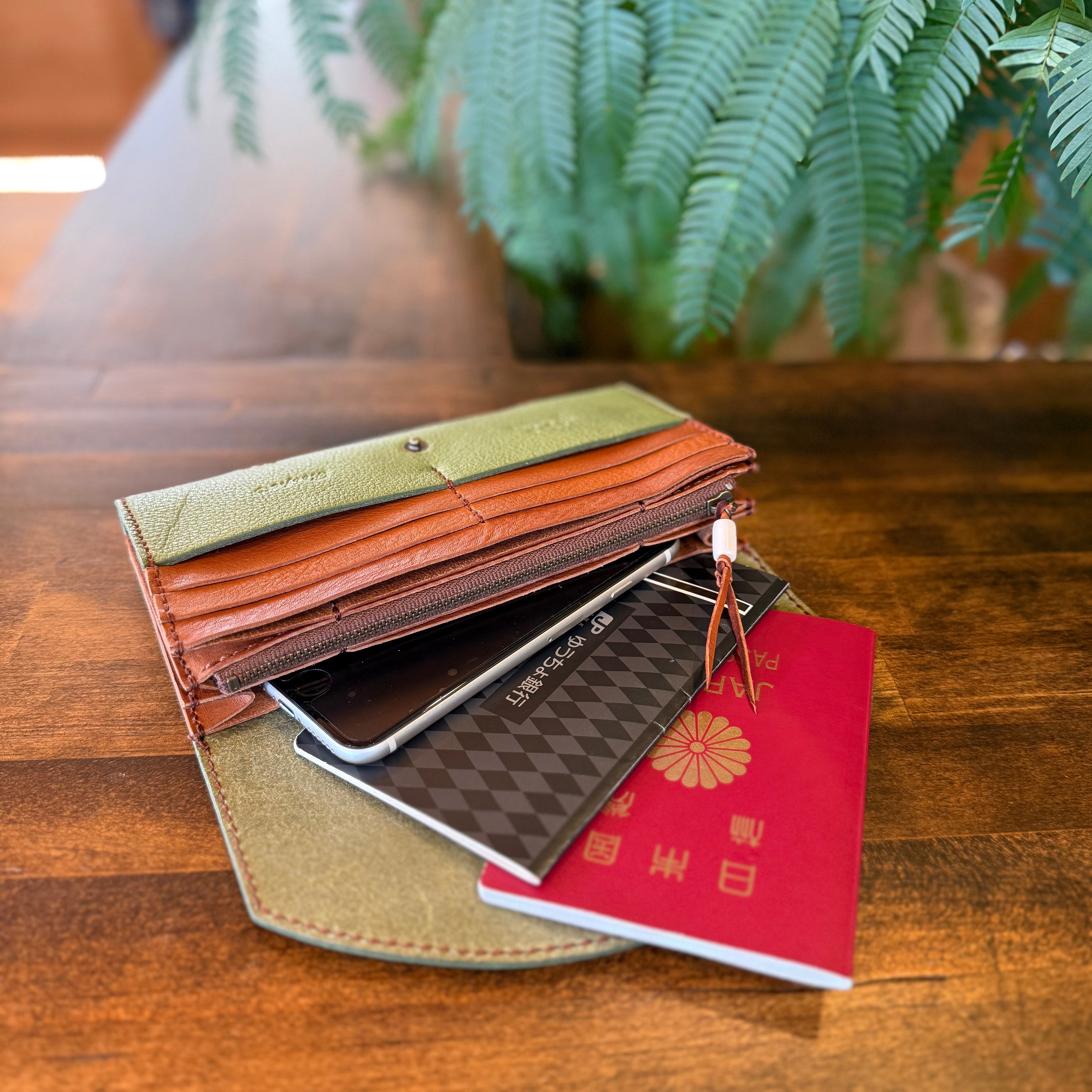 Yakushima Deer Leather Long Wallet – Sika & Crescent Moon