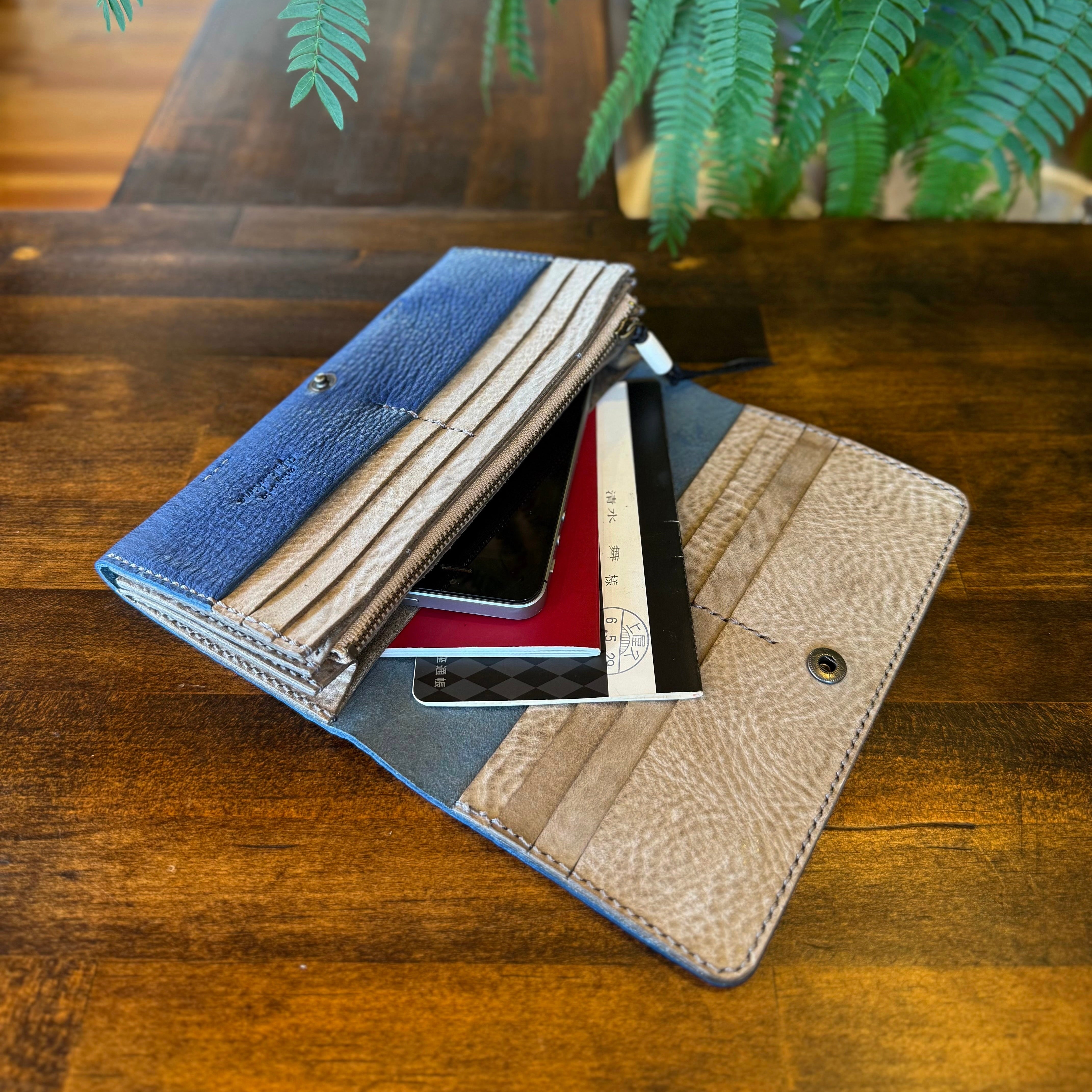 【蝦夷鹿革】『深海』長財布