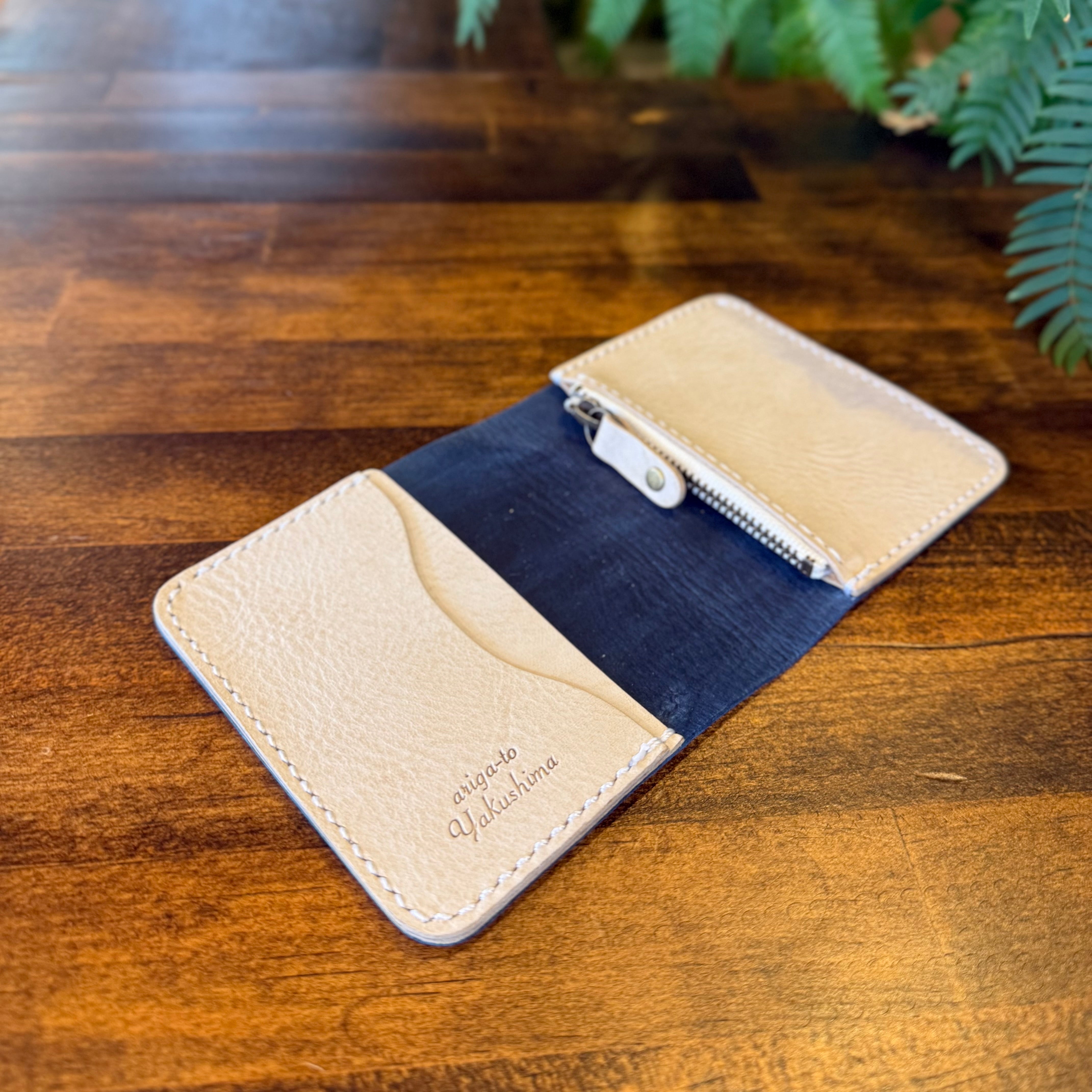 【蝦夷鹿革】家計管理Wallet(ブルー)