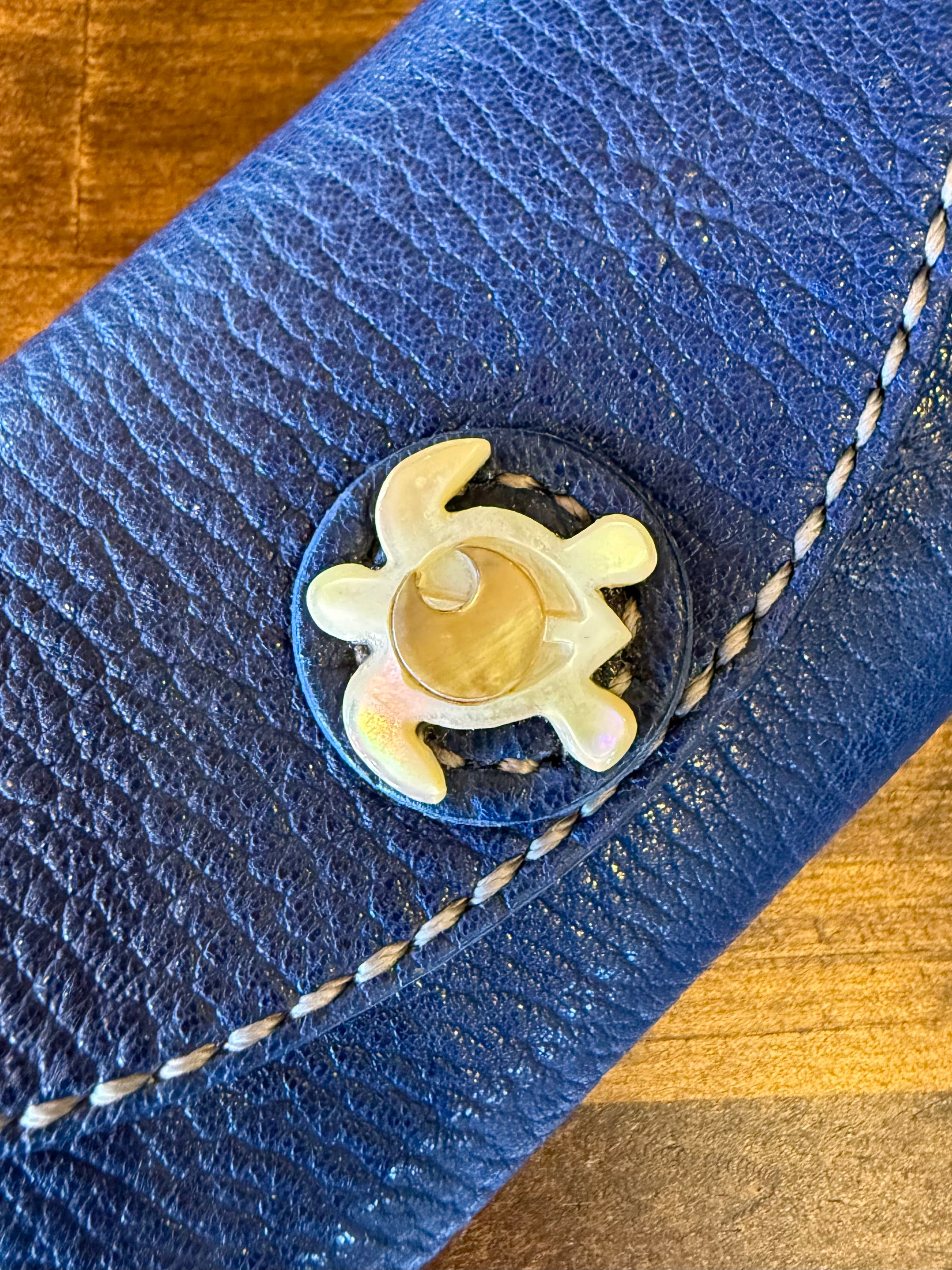 【京鹿革】おさいふ名刺入れ (ウミガメ・ブルー)