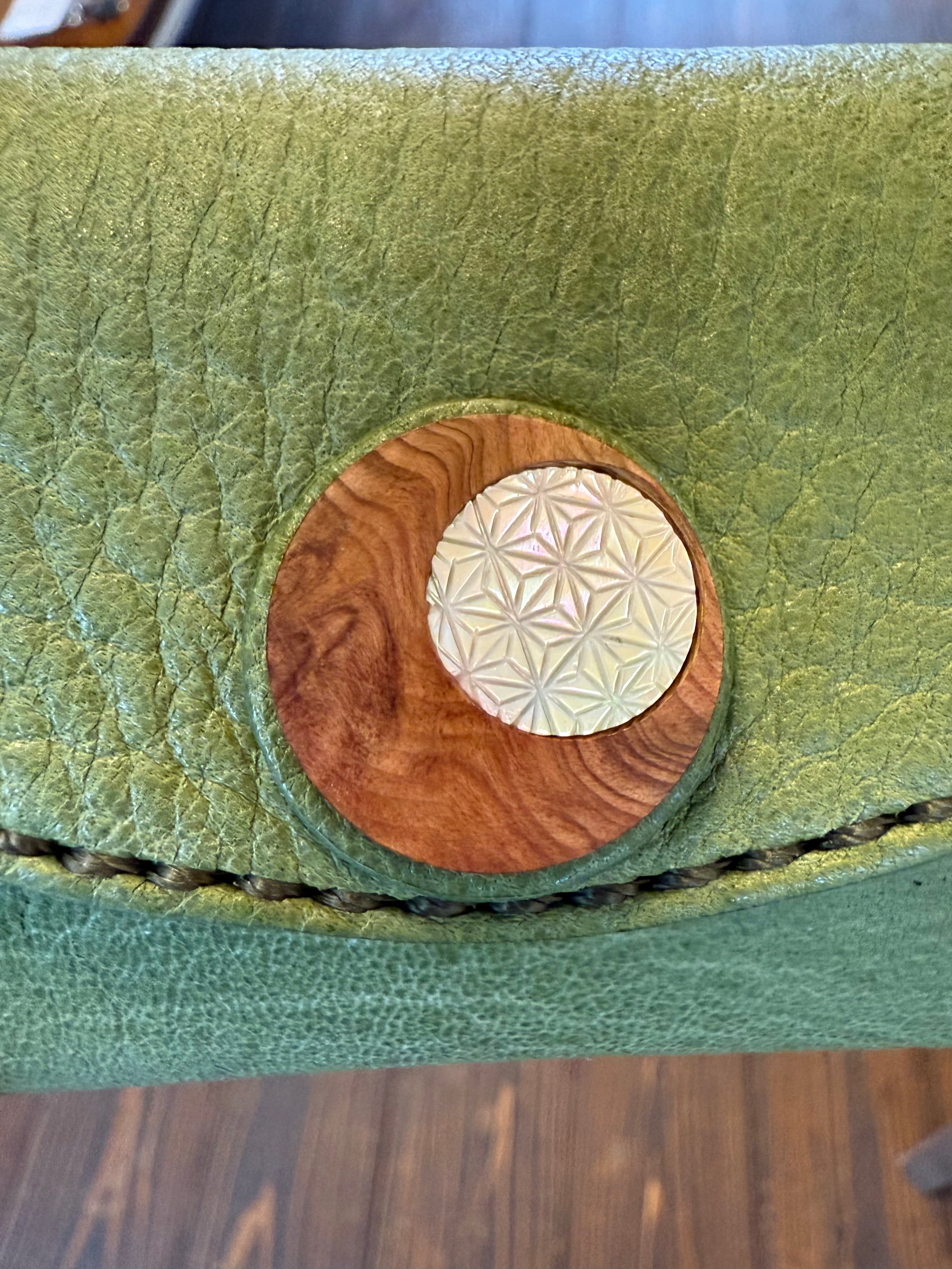 【屋久鹿革】おさいふ名刺入れ (屋久杉×夜光貝)