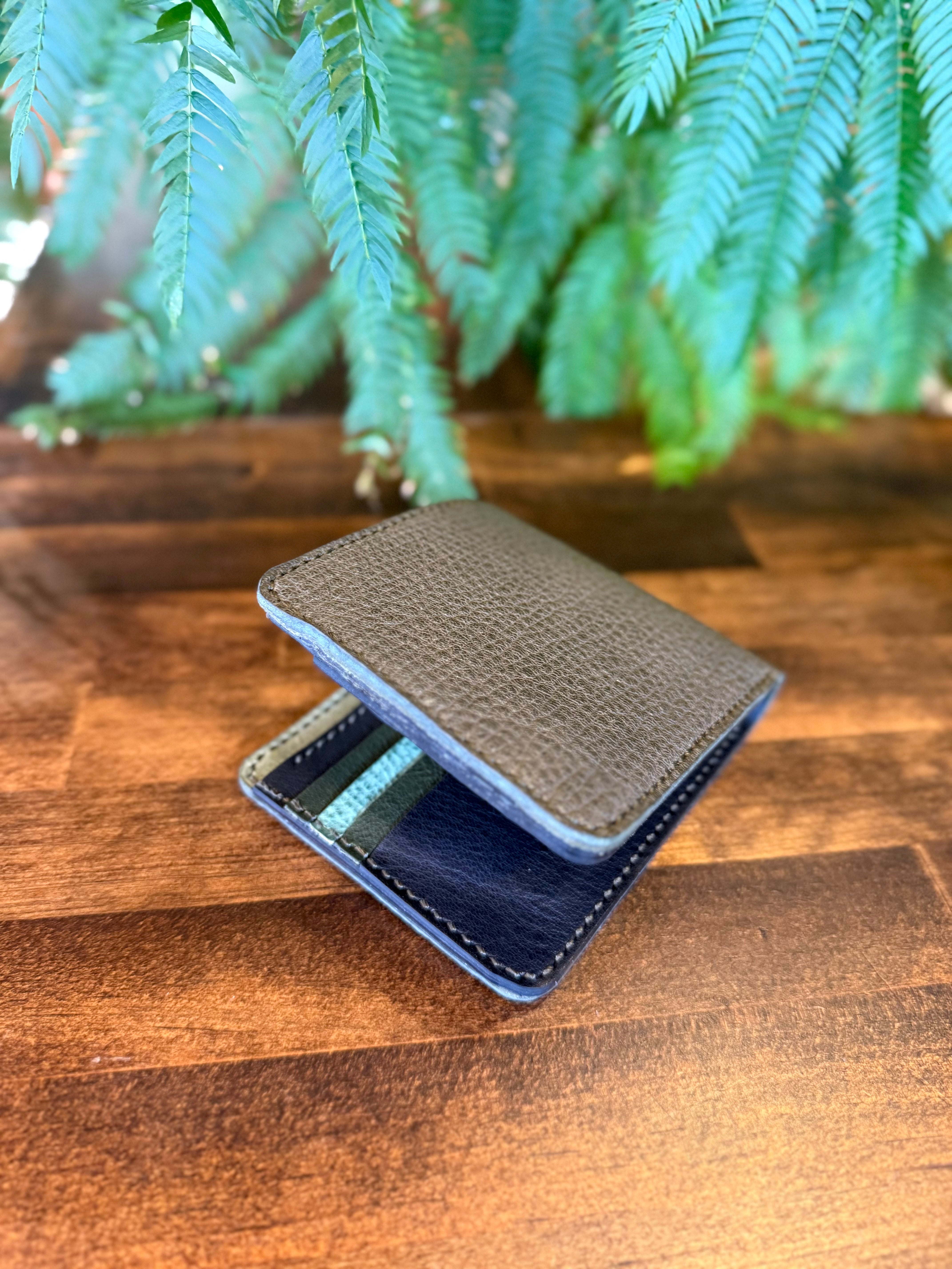 【屋久鹿革】二つ折り財布(夜森)