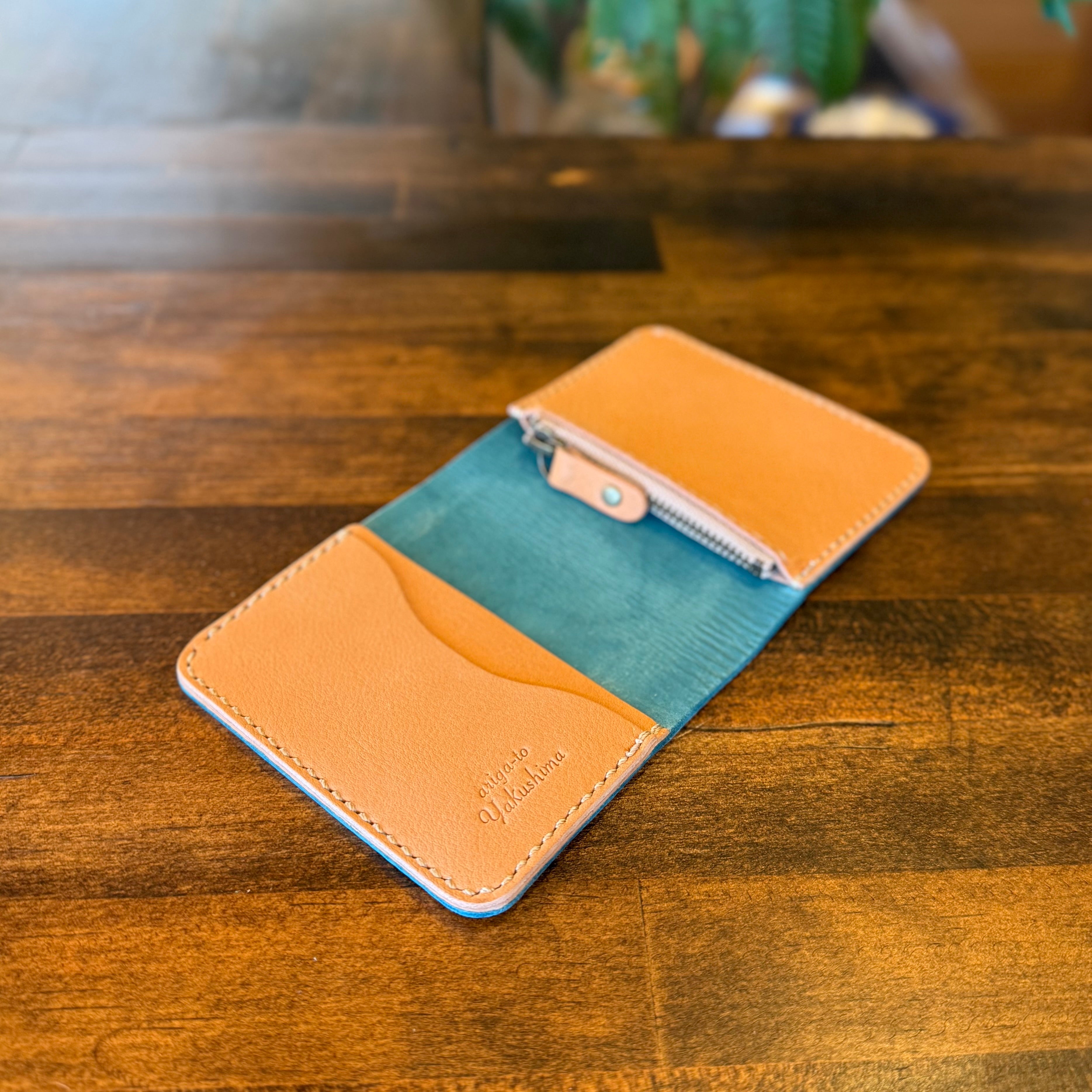 【屋久鹿革】家計管理Wallet(ターコイズ)