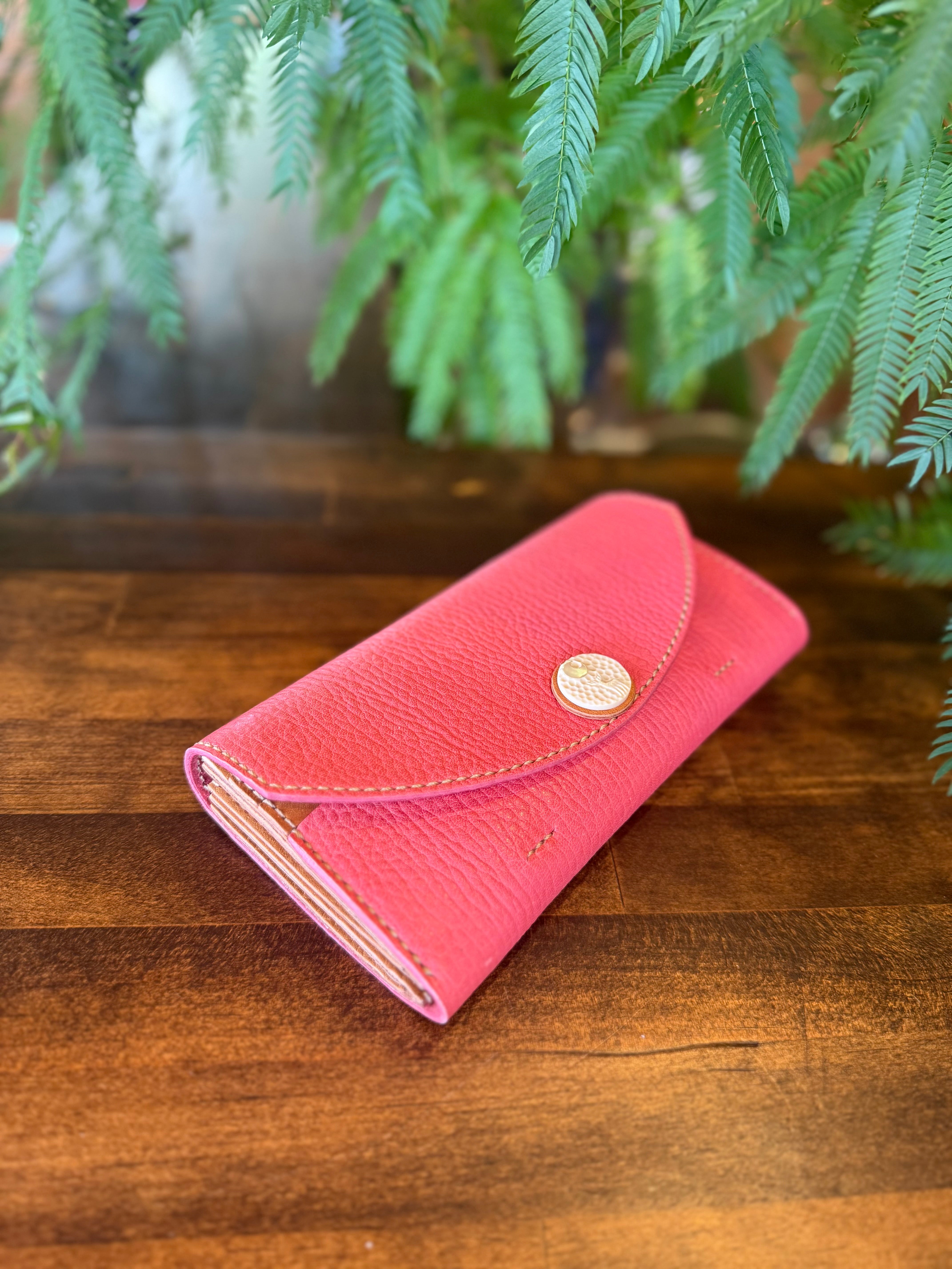 【屋久鹿革】ヤクシカと三日月のロングウォレット(桜)