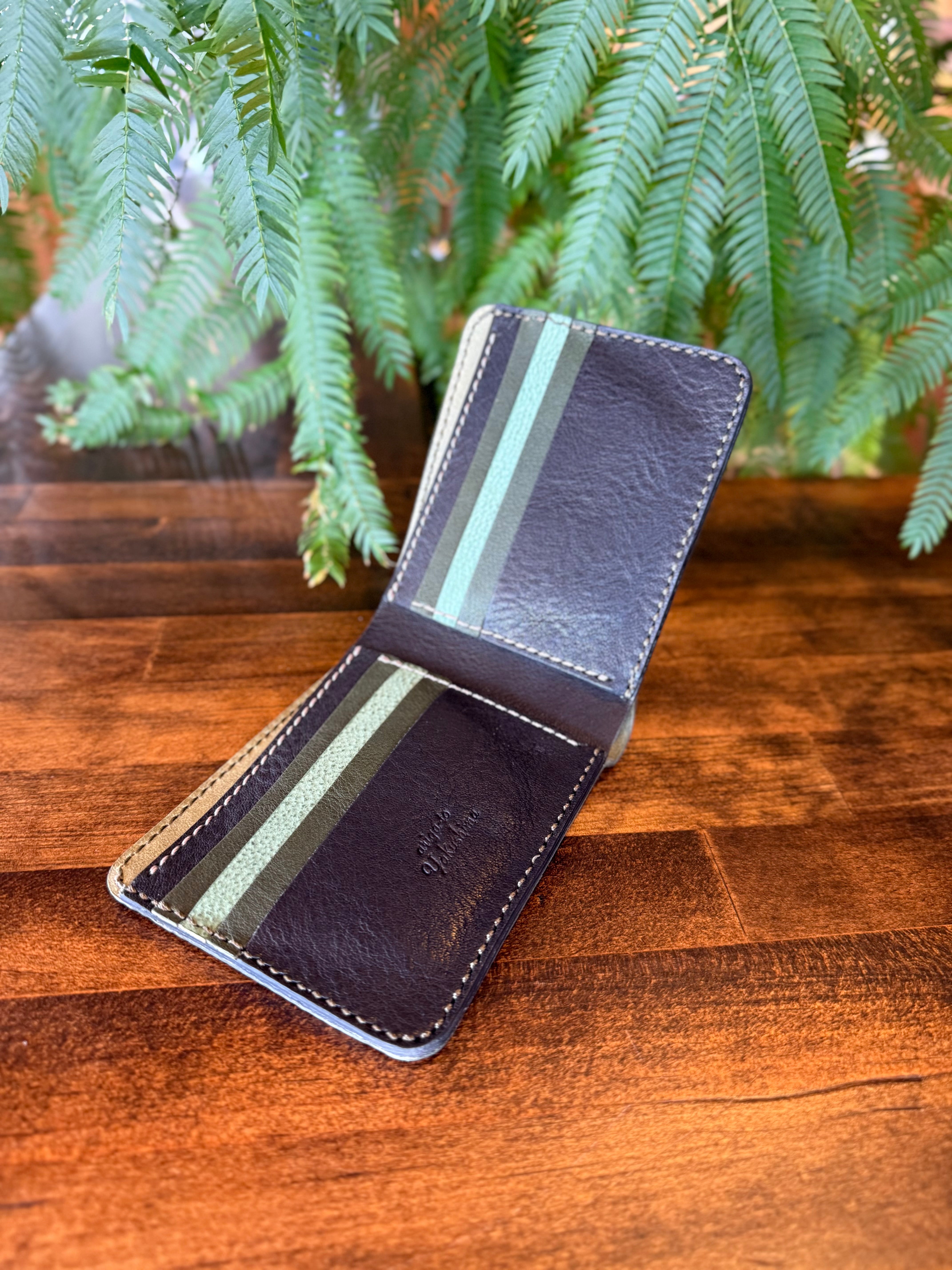 【屋久鹿革】二つ折り財布(夜森)