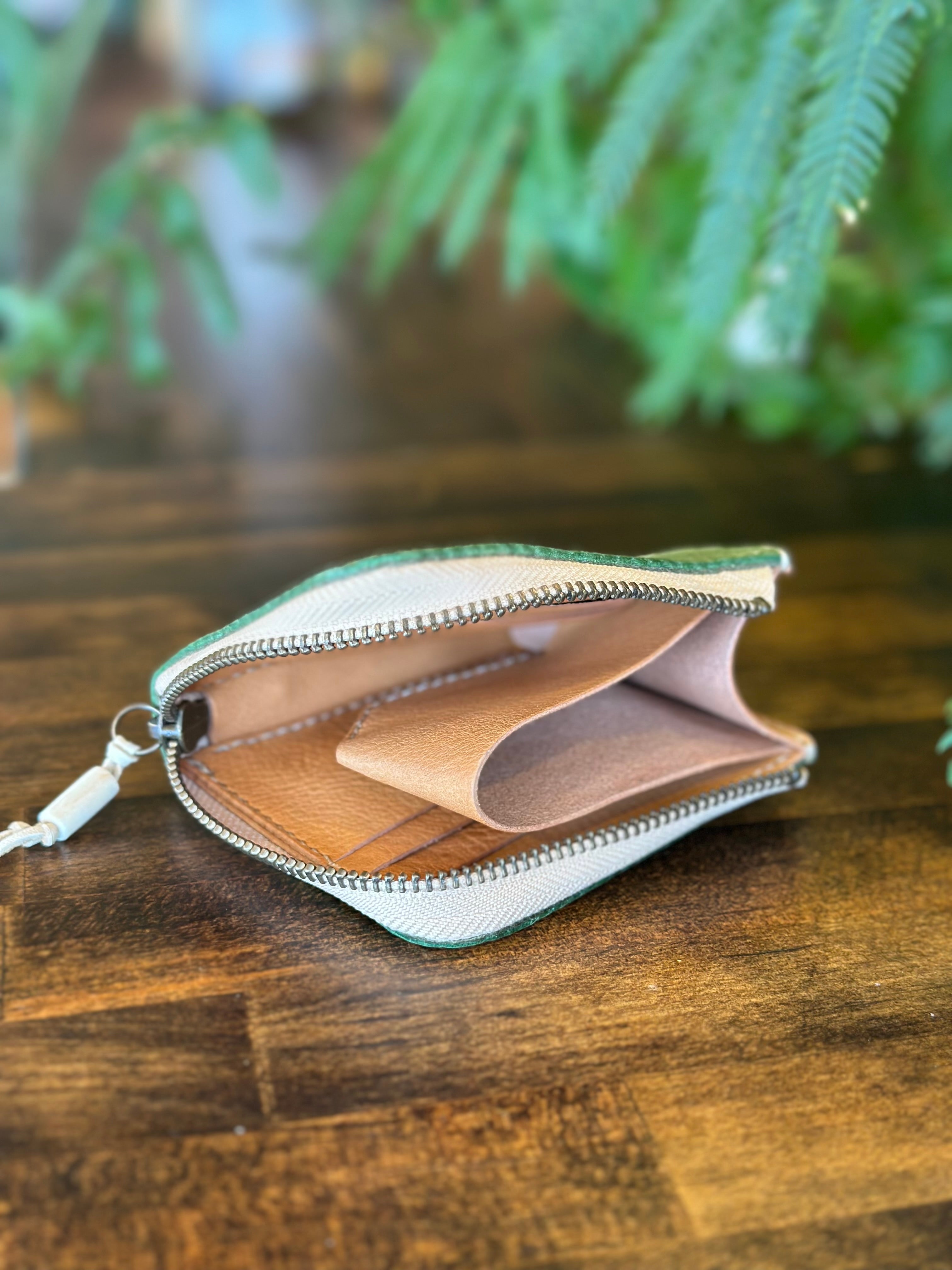 【屋久鹿革】究極の島財布(苔色)