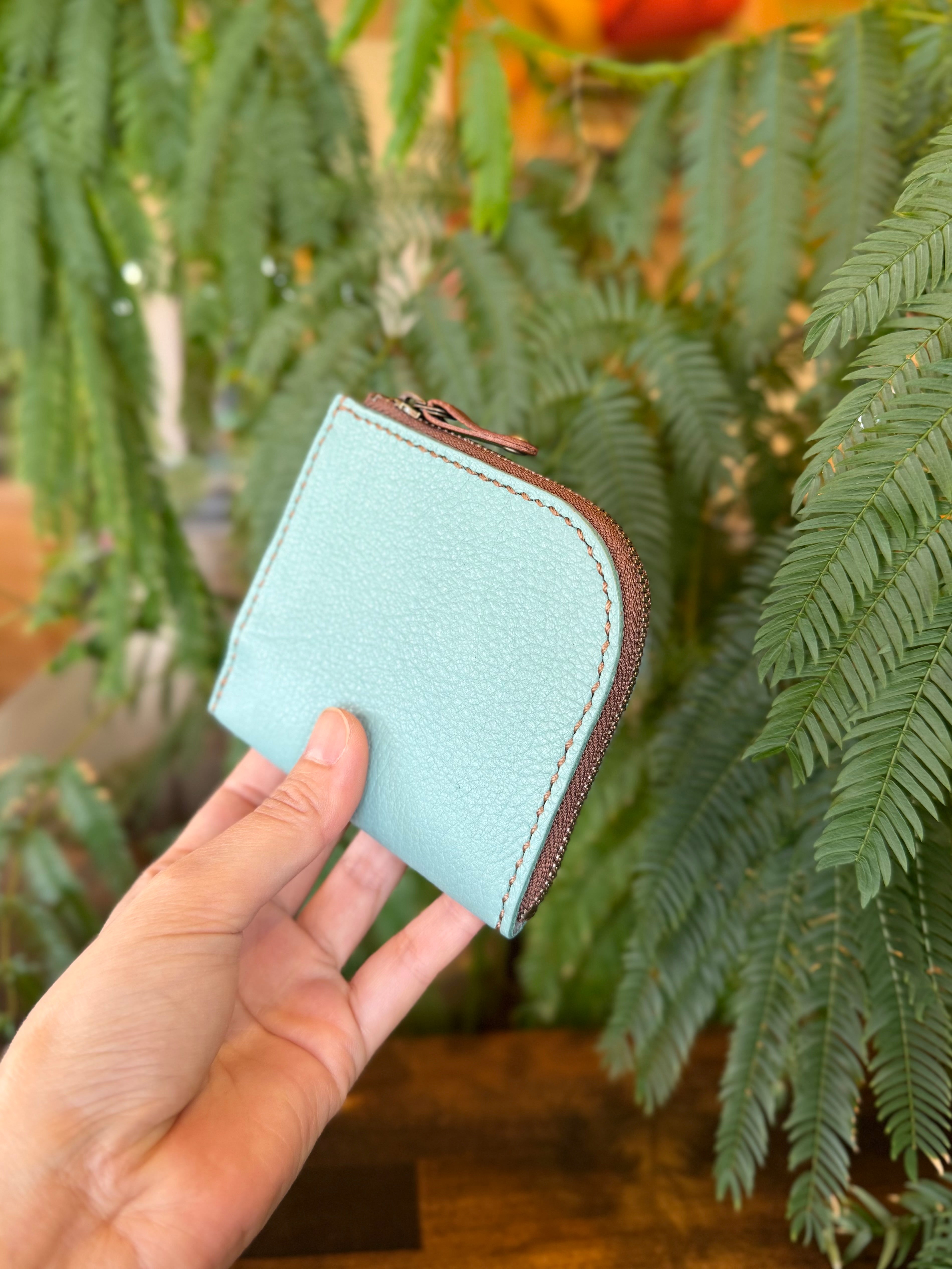 【屋久鹿革】島財布・ターコイズ