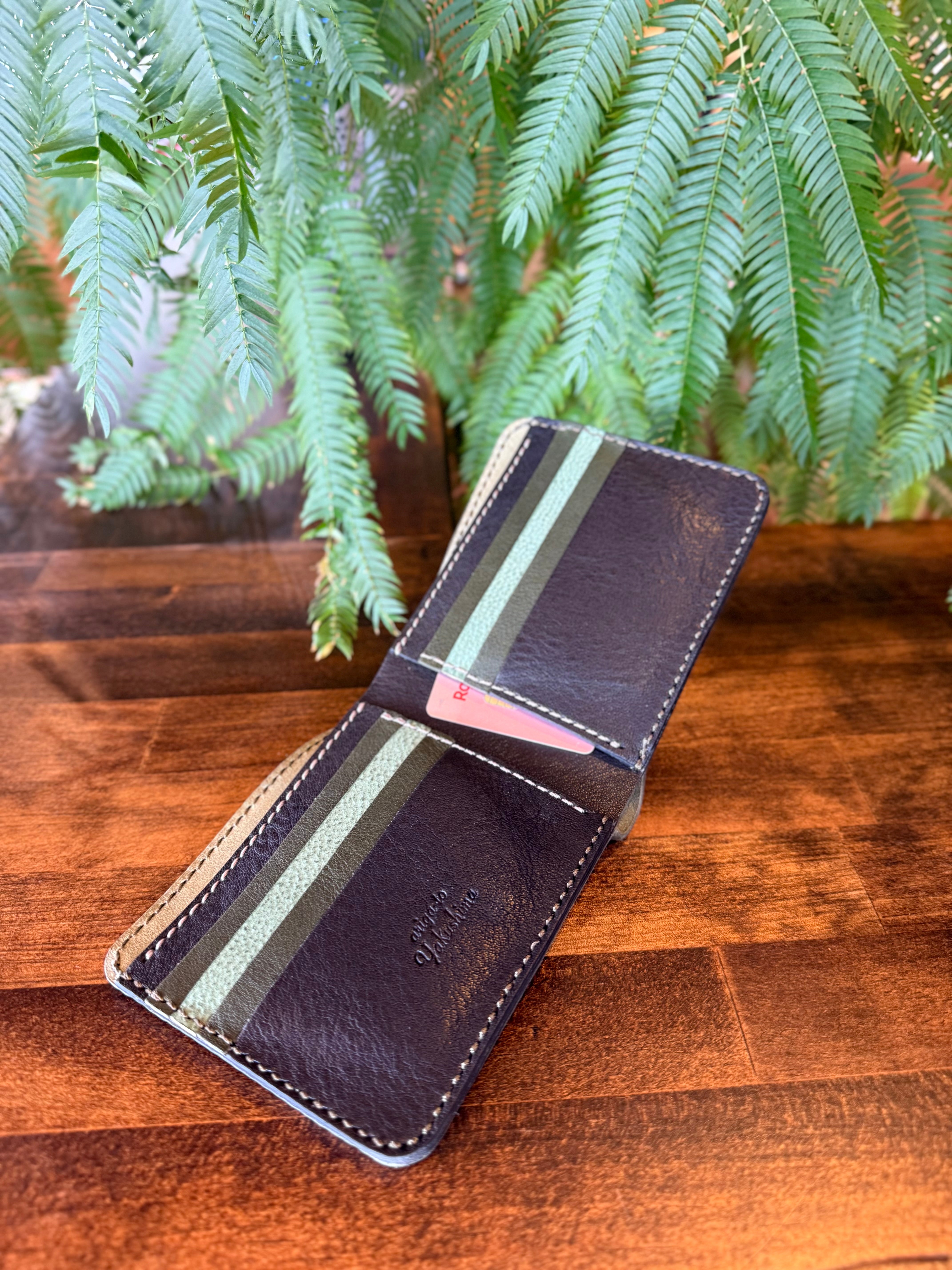 【屋久鹿革】二つ折り財布(夜森)