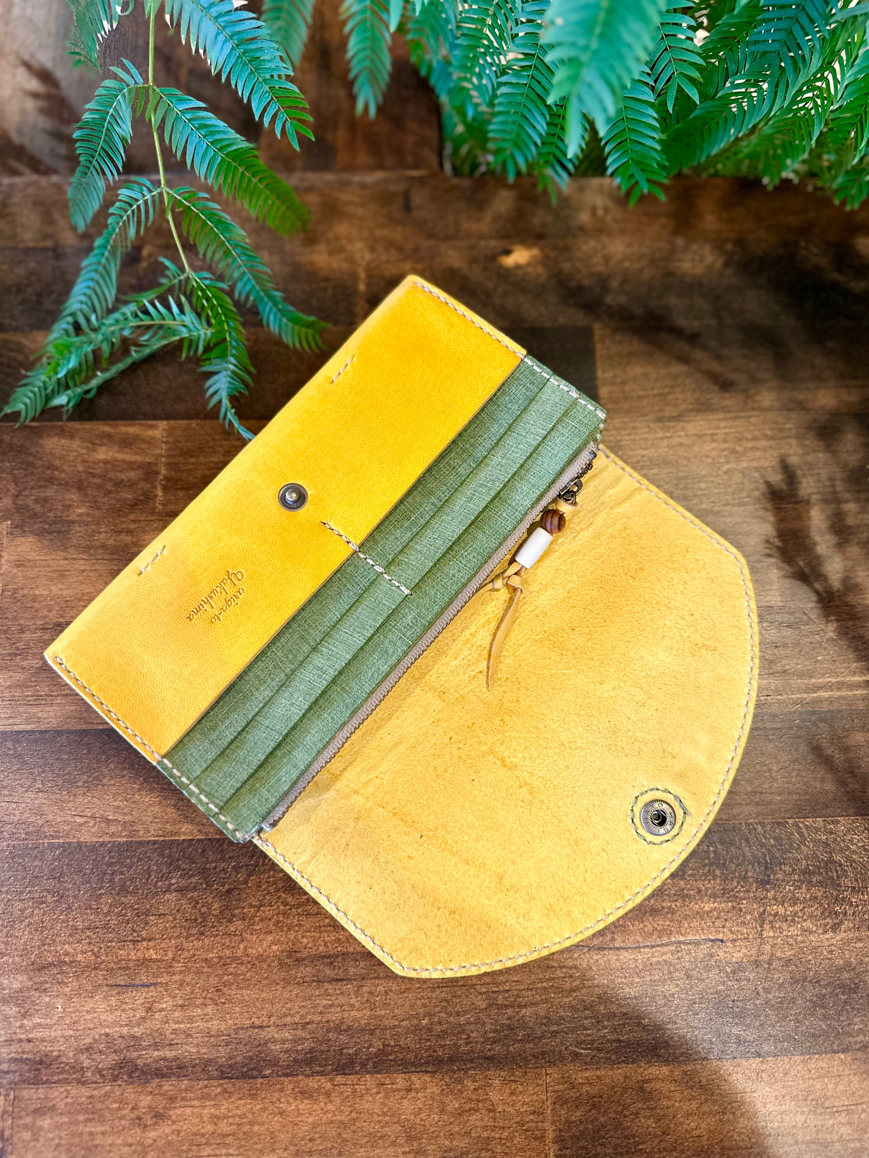 【屋久鹿革】白蛇と一粒万倍日のロングウォレット【受注生産】