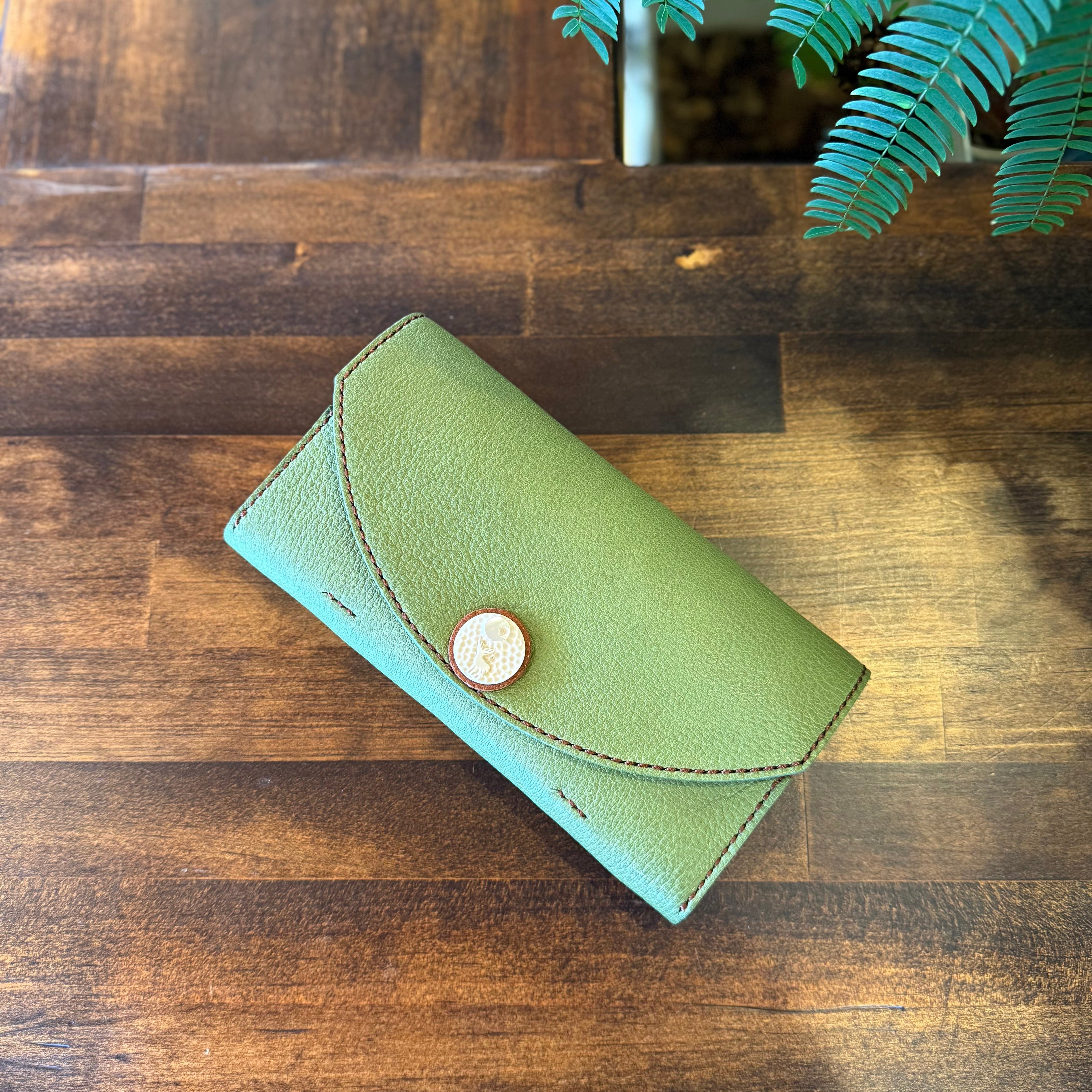 Yakushima Deer Leather Long Wallet – Sika & Crescent Moon