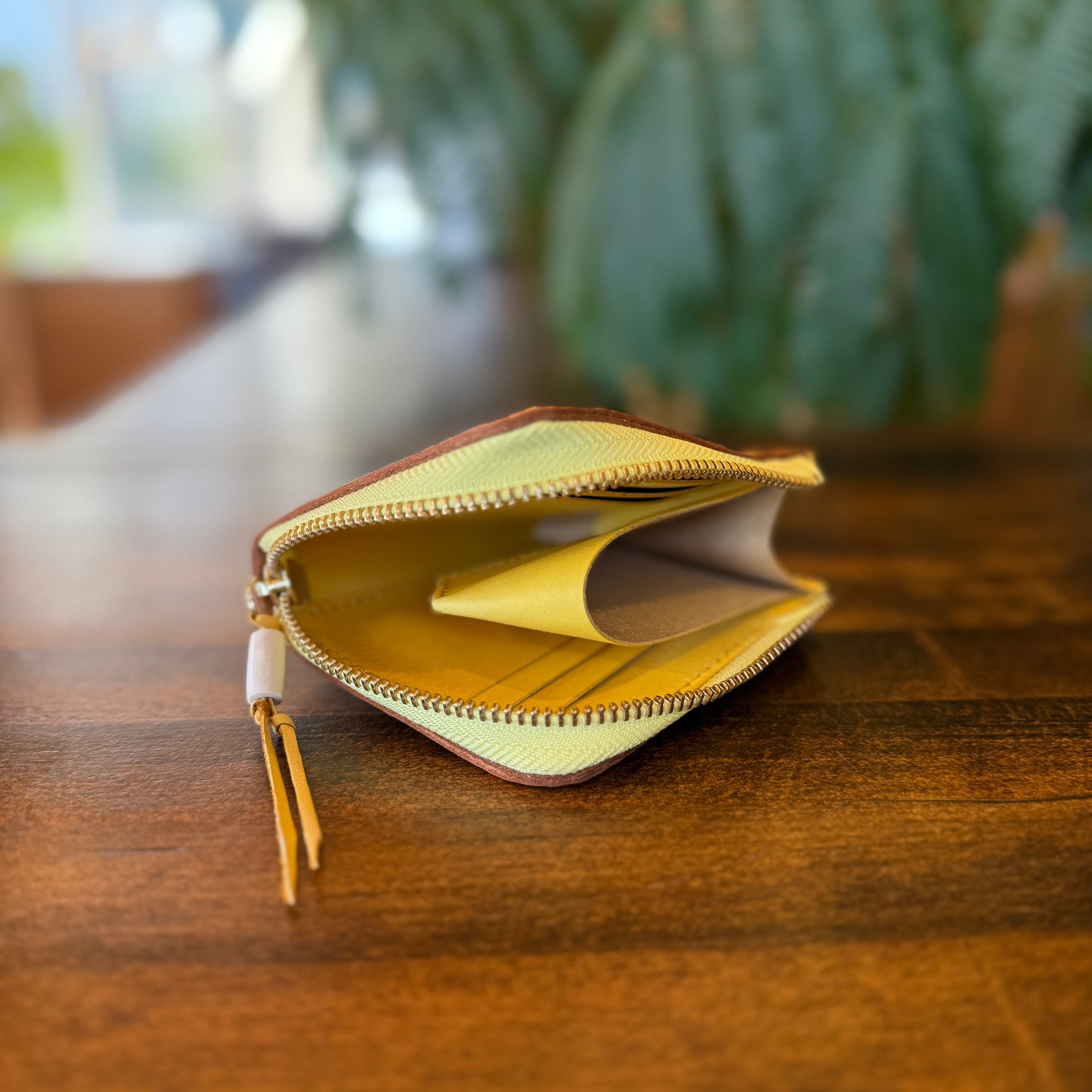 【屋久鹿革】究極の島財布(キャメル×レモン)