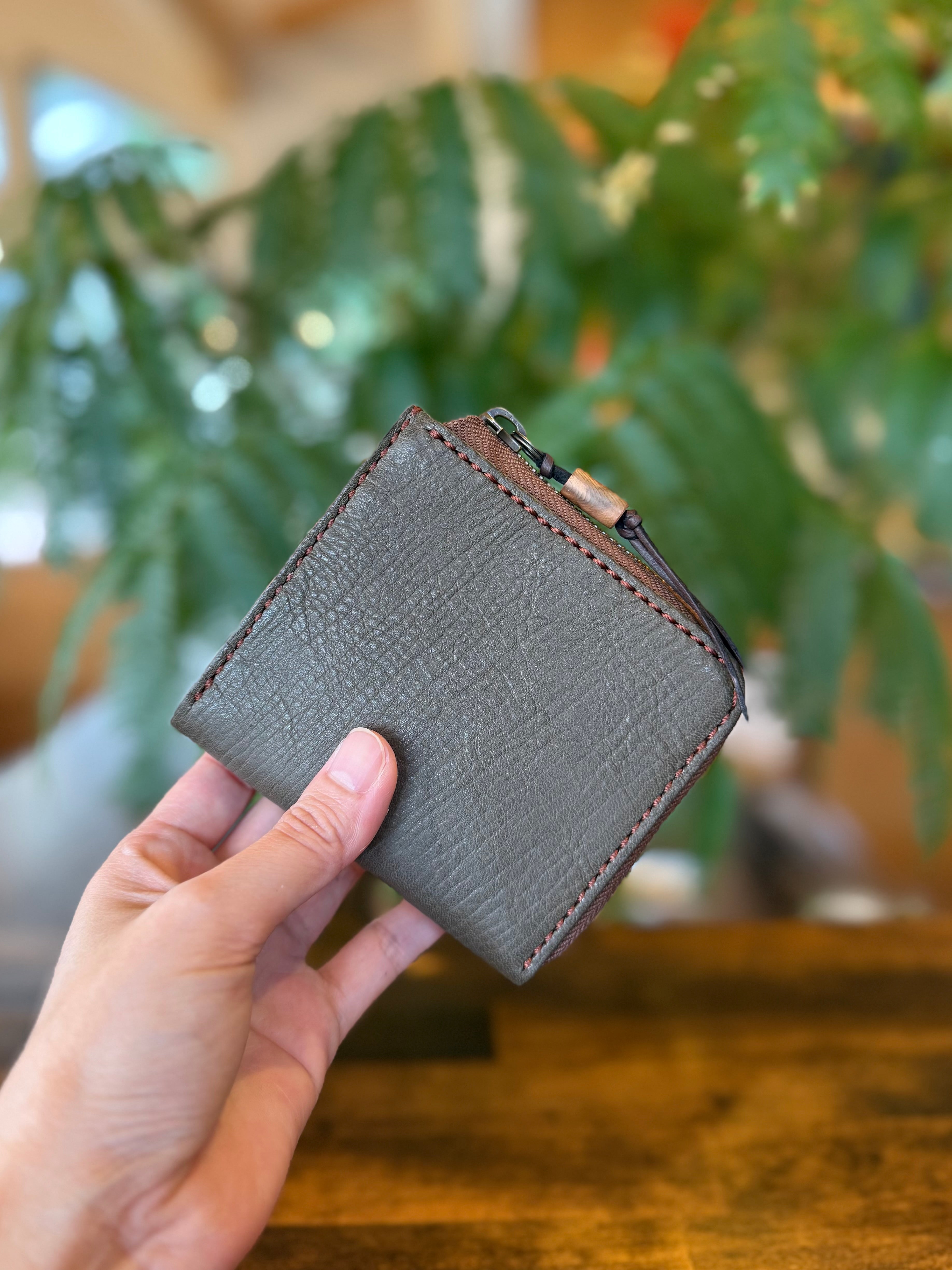 【屋久鹿革】究極の島財布(カーキ)