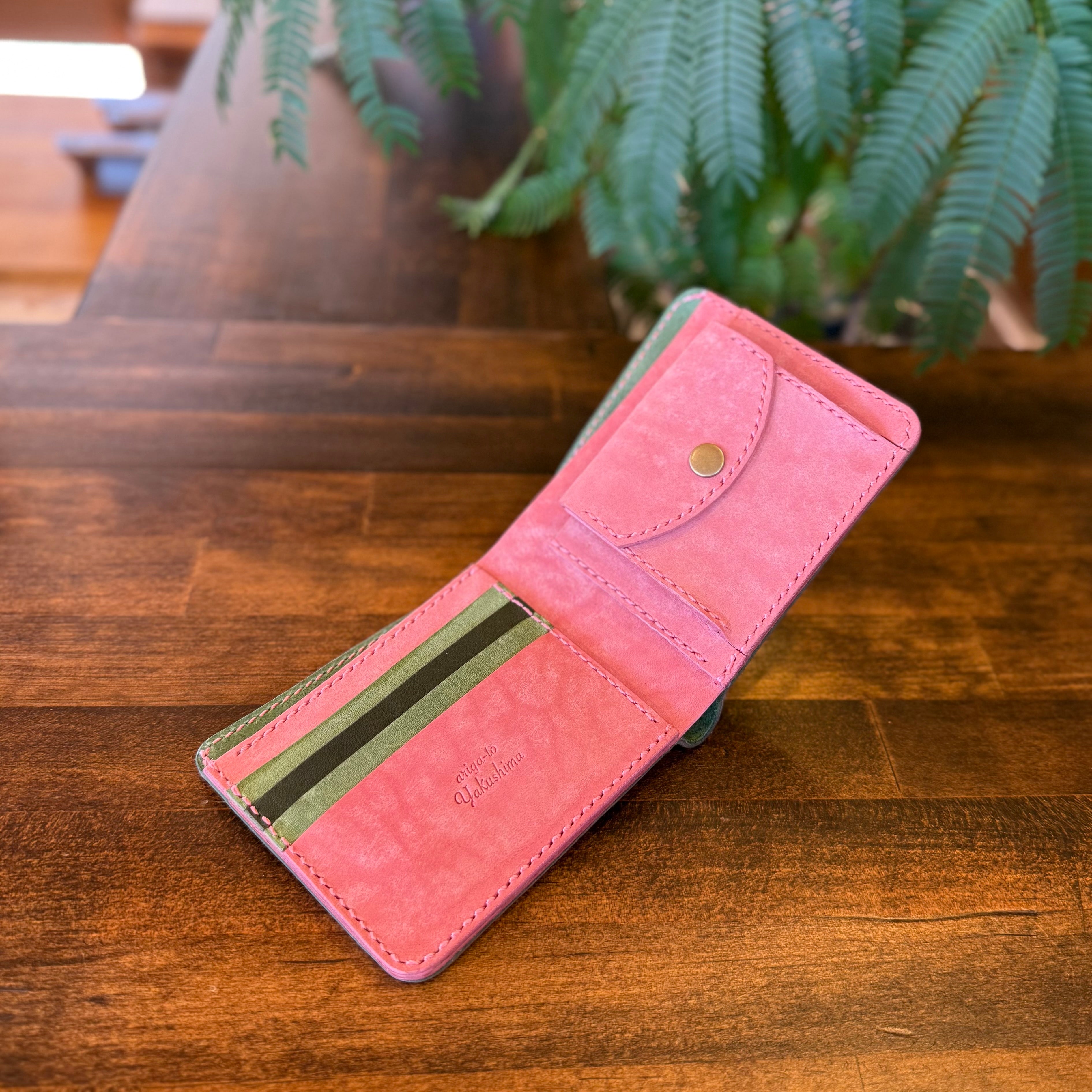 【屋久鹿革】二つ折り財布/山桜