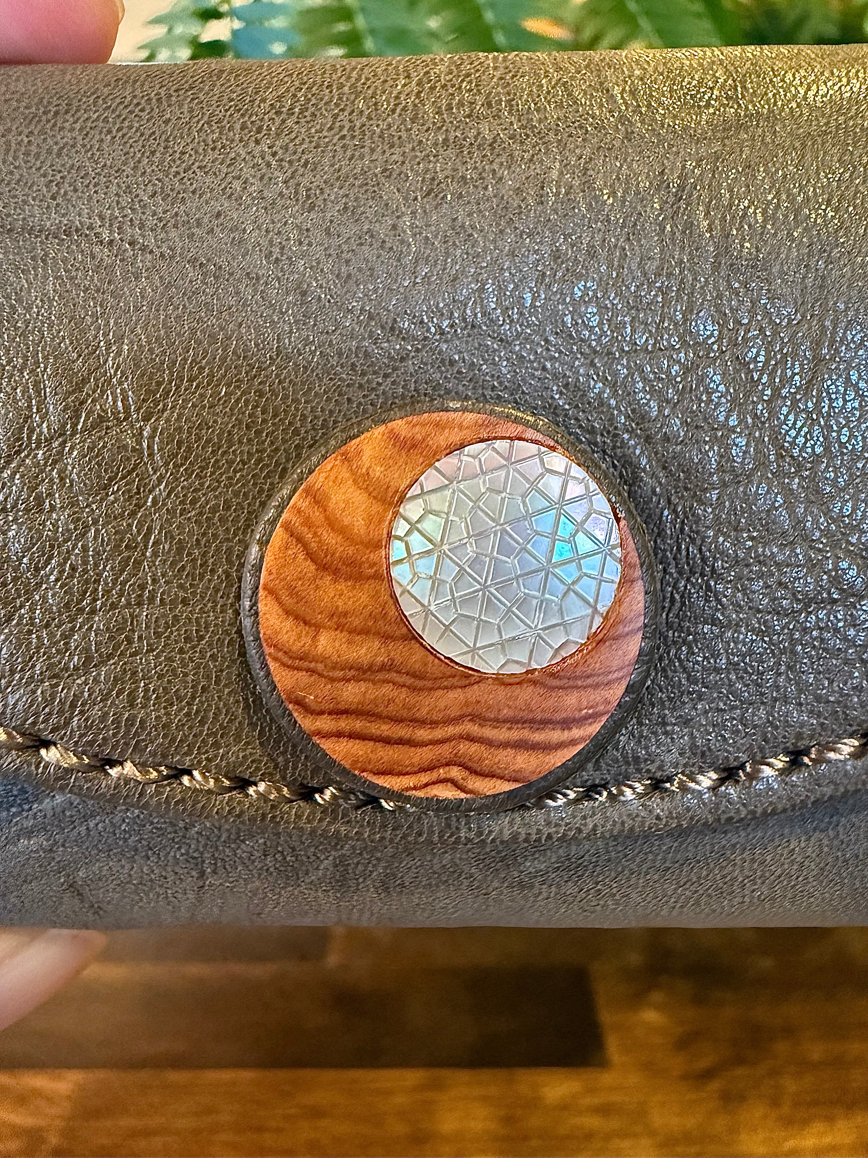 【屋久鹿革】おさいふ名刺入れ (屋久杉×夜光貝)