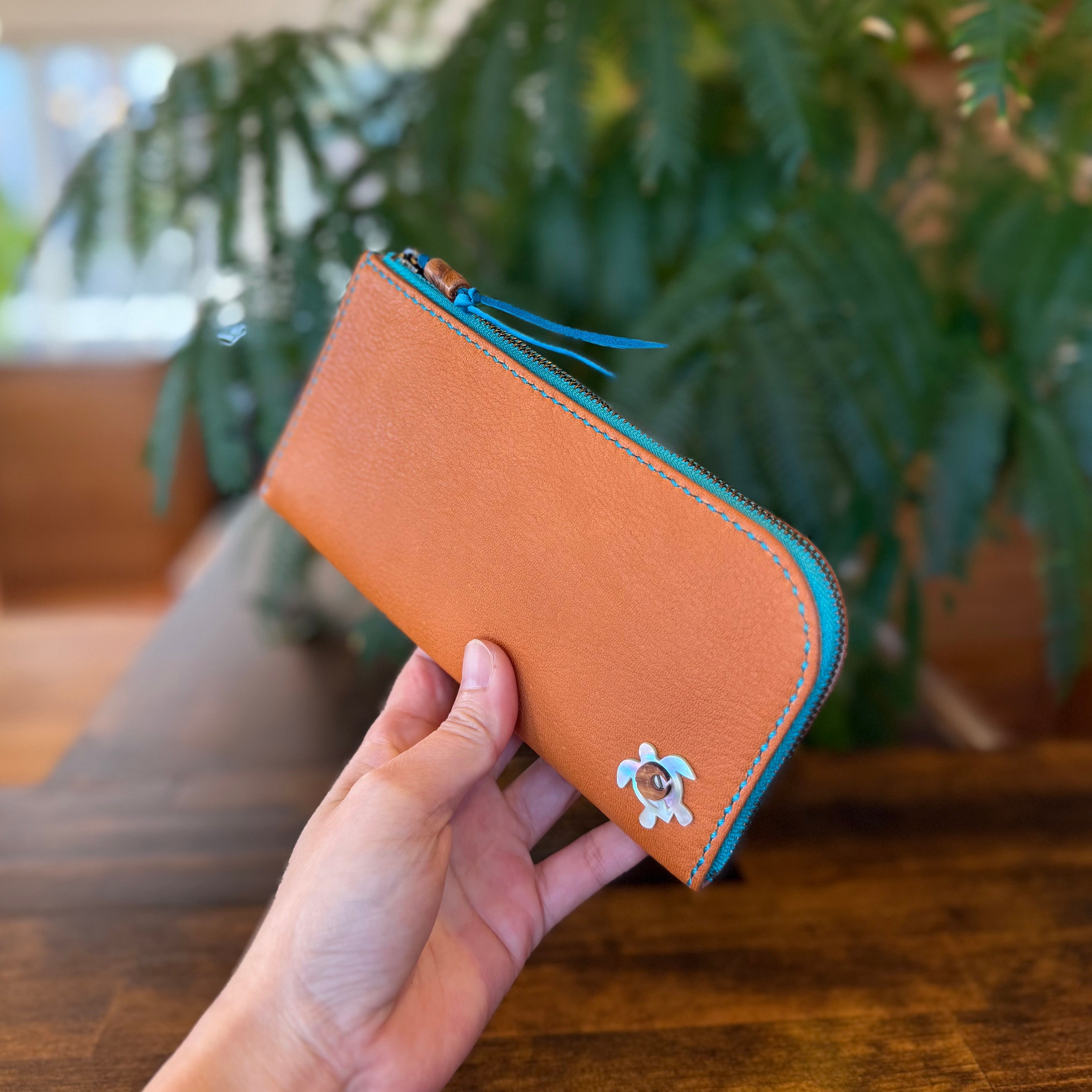 【屋久鹿革】島財布セミロング(キャメル)