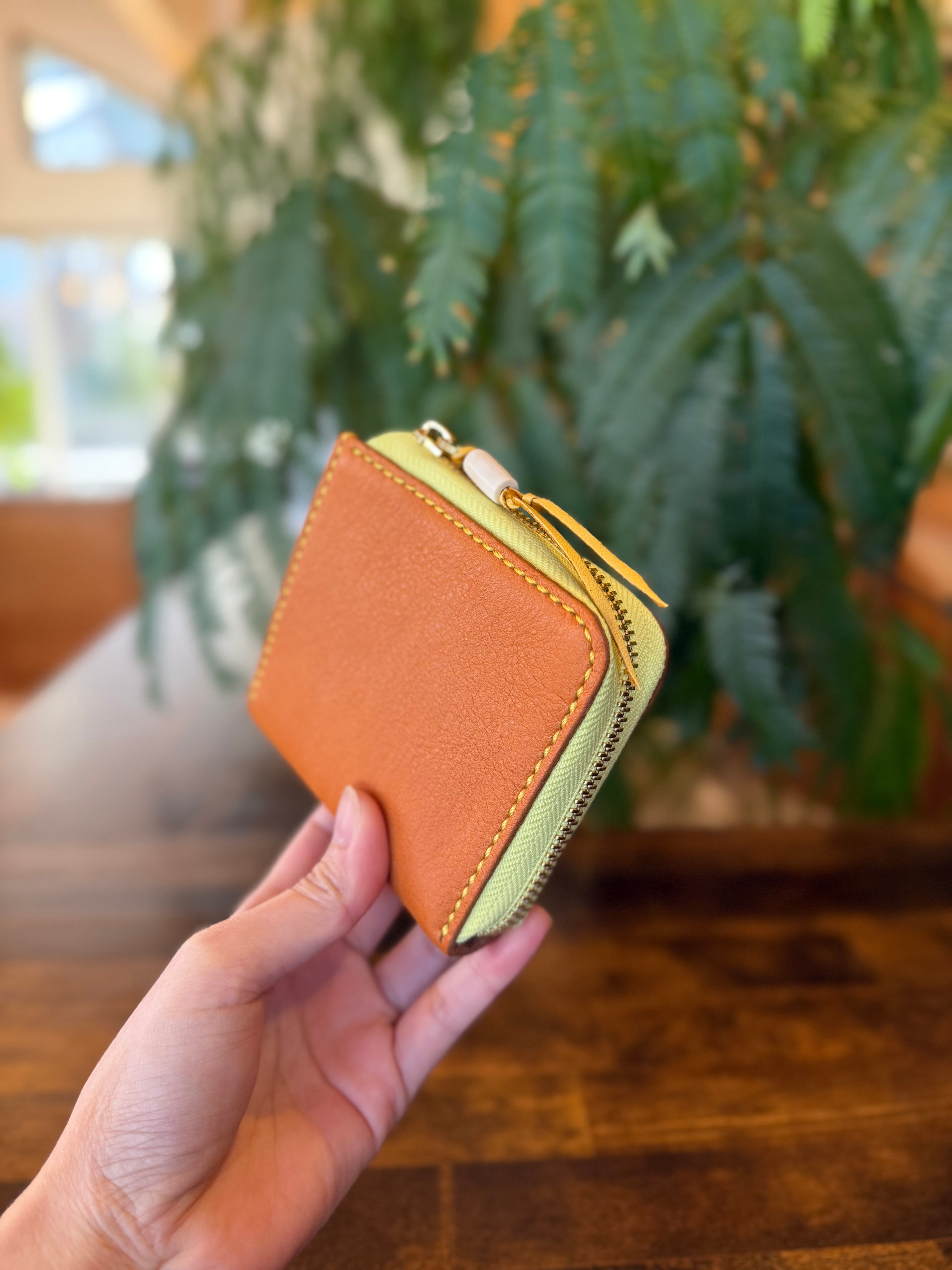 【屋久鹿革】究極の島財布(キャメル×レモン)