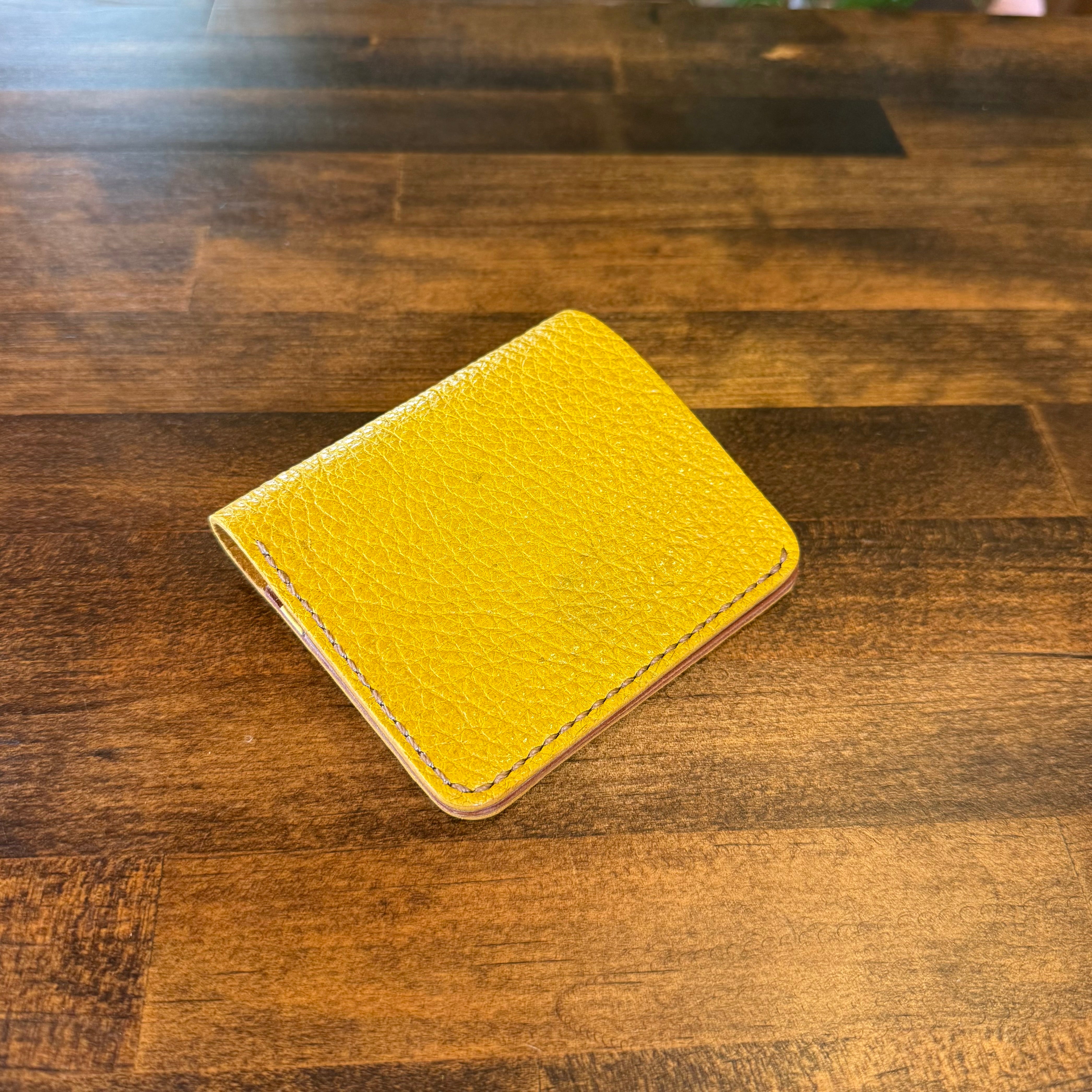 【屋久鹿革】家計管理Wallet/マスタード×ブラウン/カードポケット4枚コインケース無し