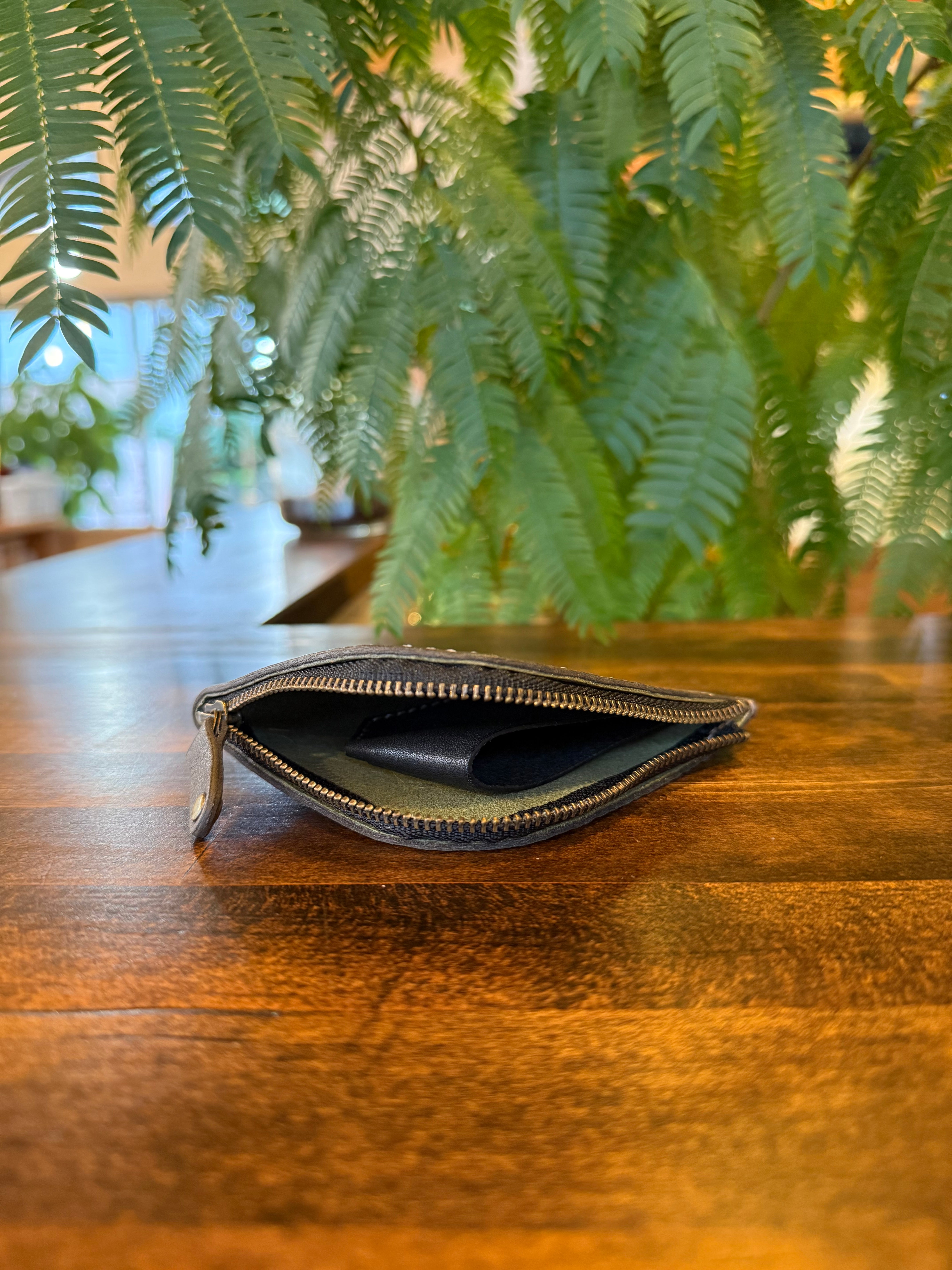 【屋久鹿革】島財布・カーキ