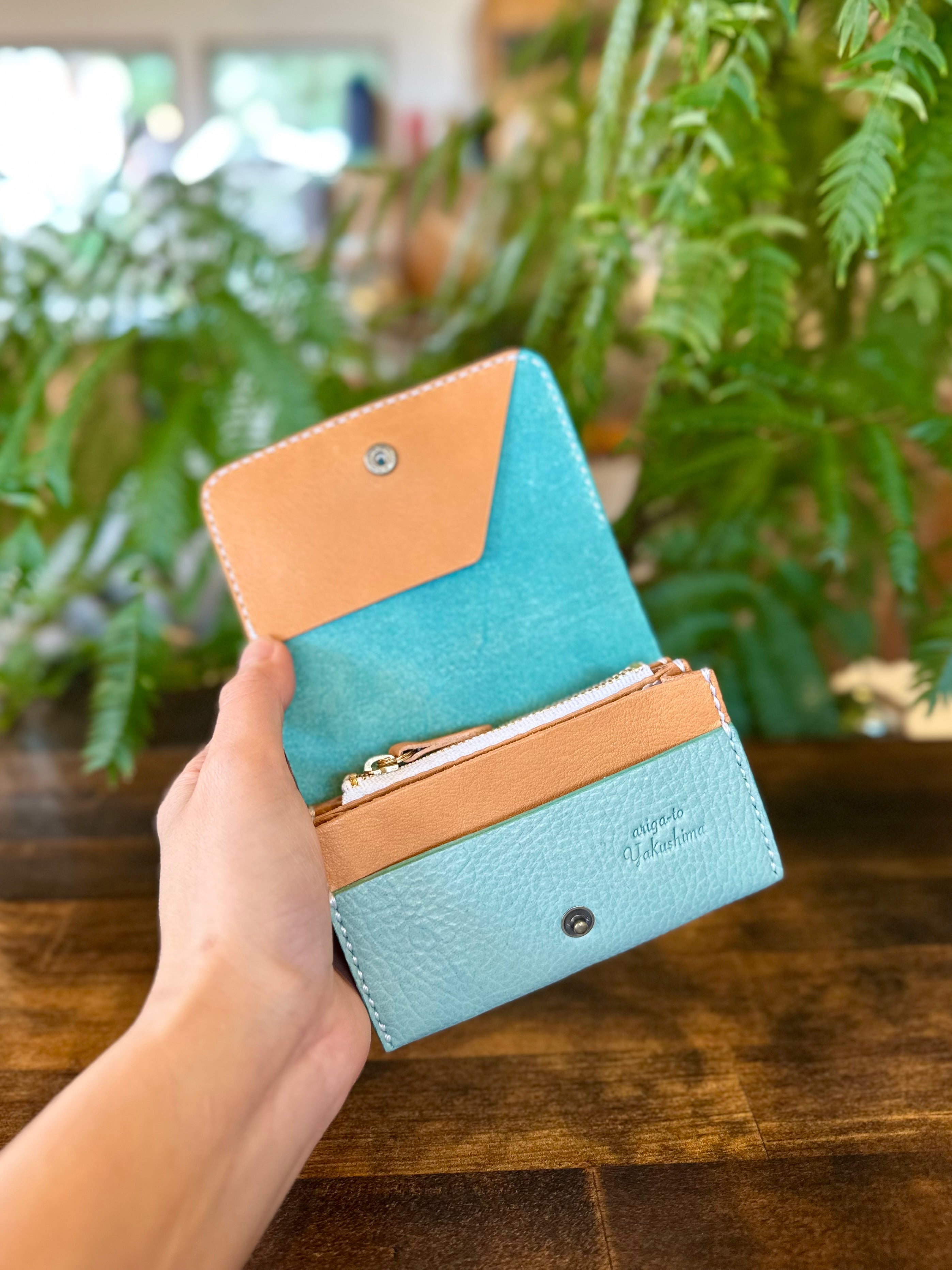 【屋久鹿革】こぢんまり財布(ターコイズ)