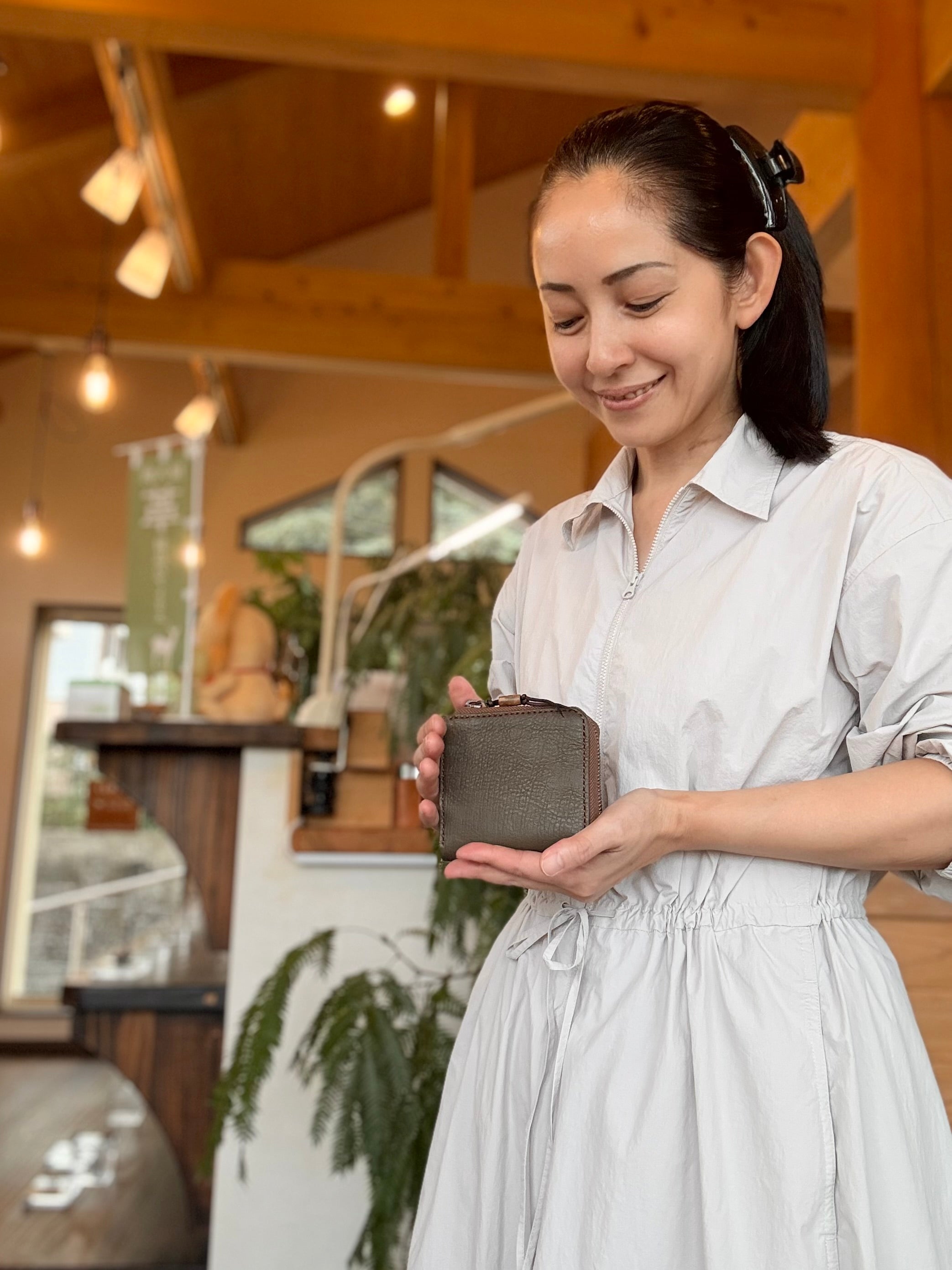 【屋久鹿革】究極の島財布(カーキ)