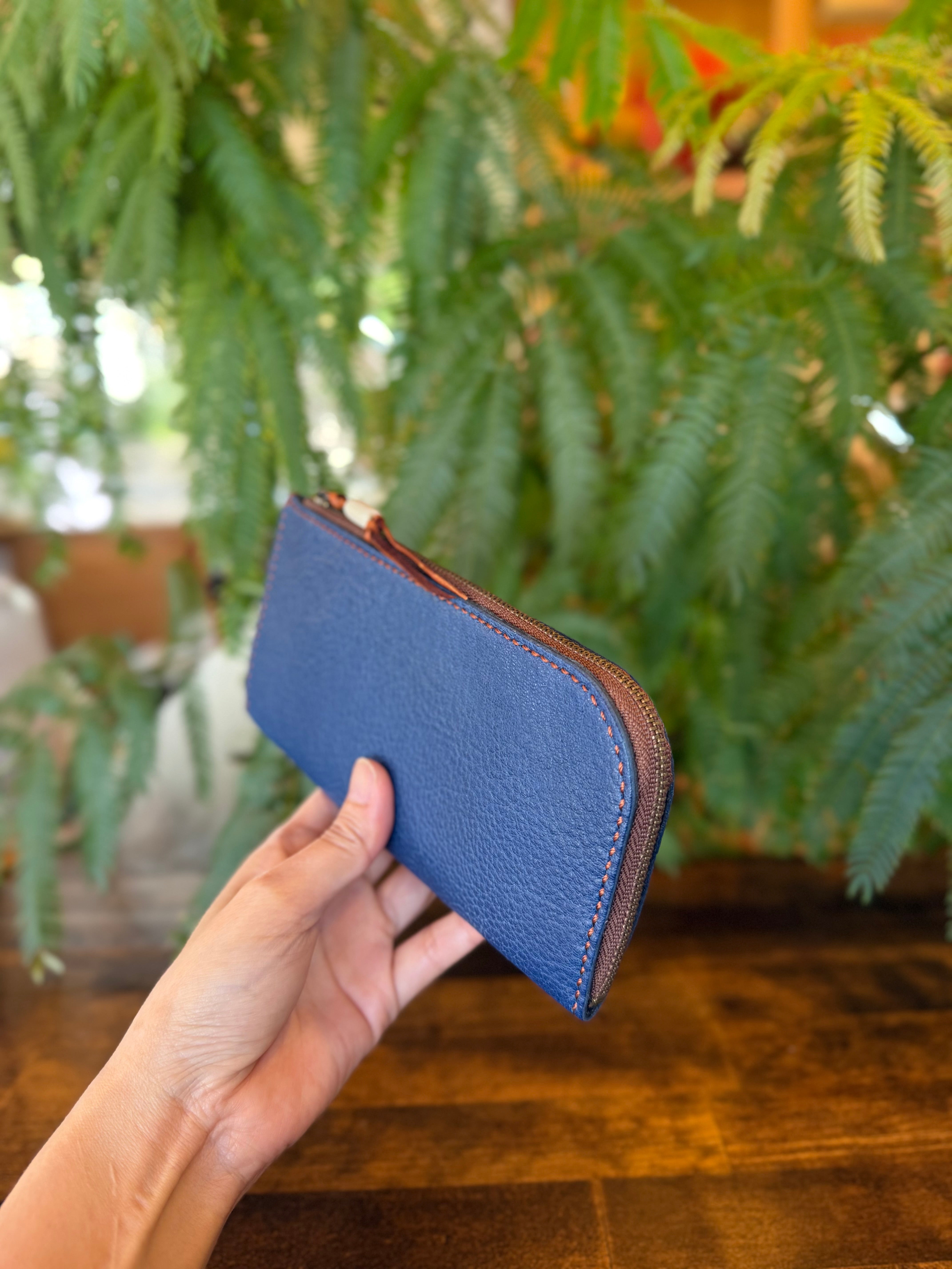 【蝦夷鹿革】島財布セミロング