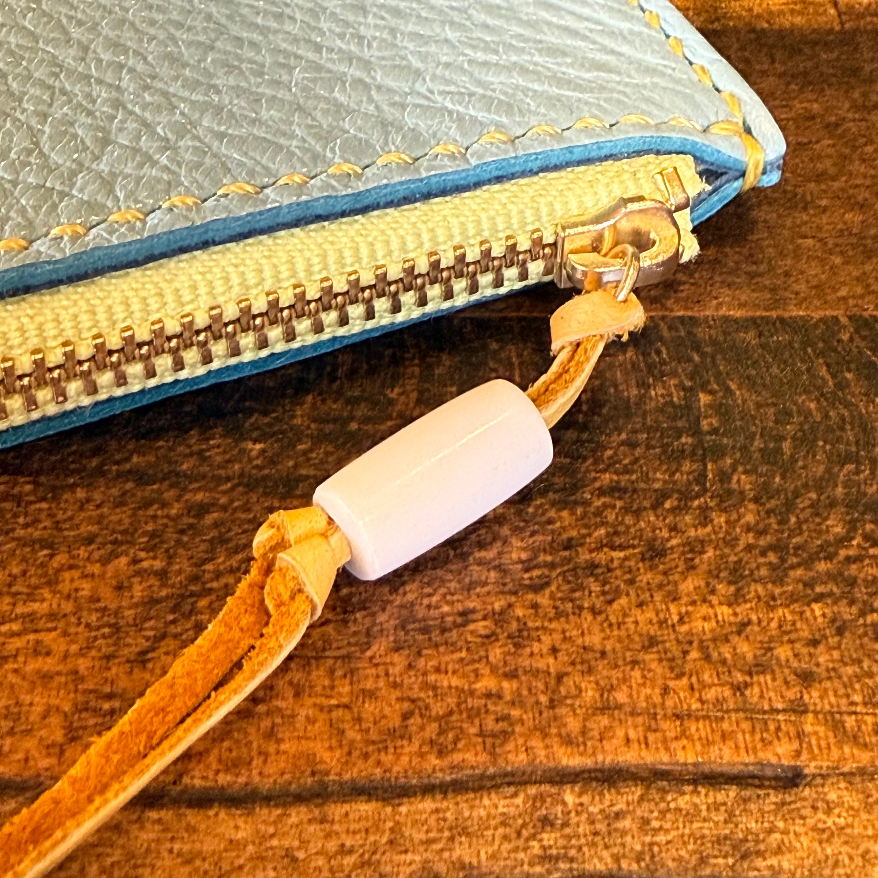 【屋久鹿革】島財布セミロング(ターコイズ)