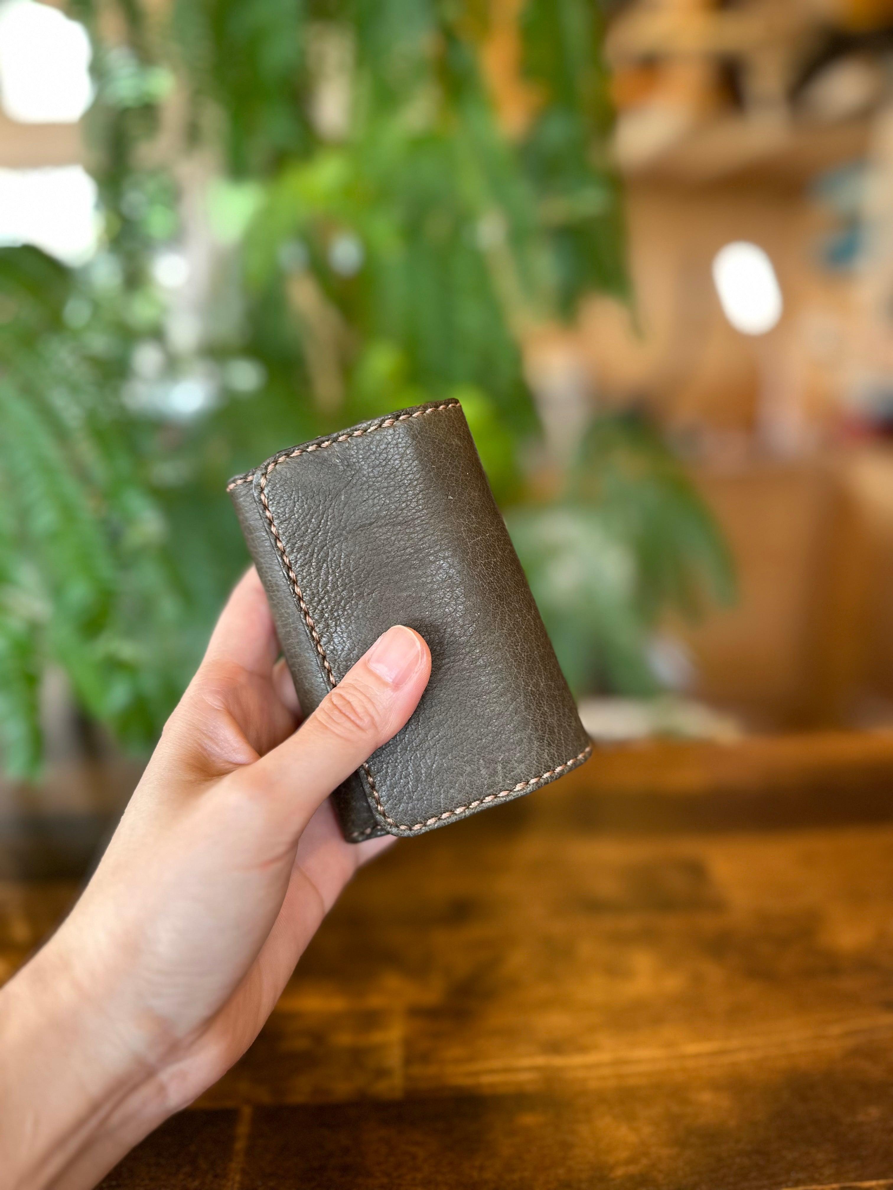 【屋久鹿革】おさいふキーケース(カーキ)