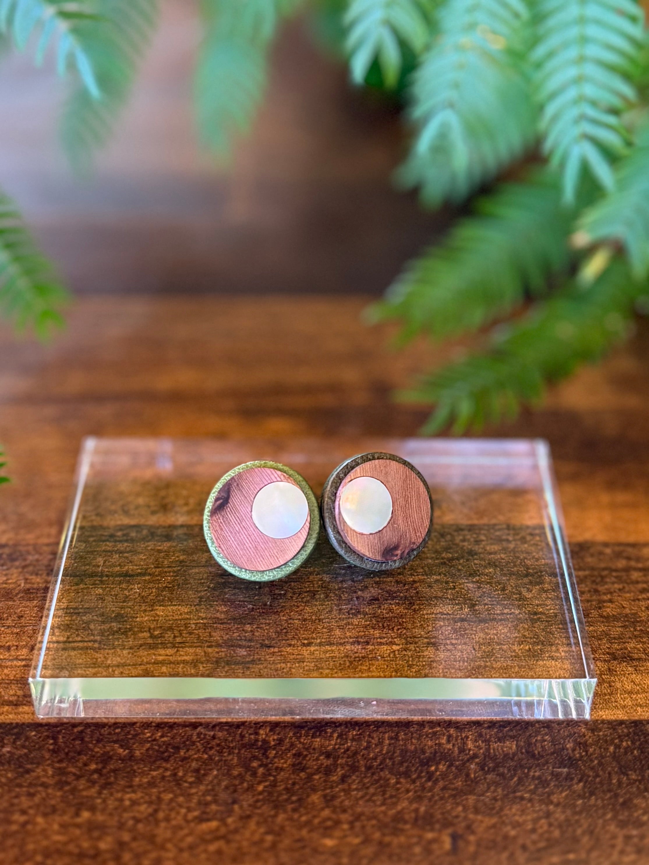 屋久杉×夜光貝 ピアス