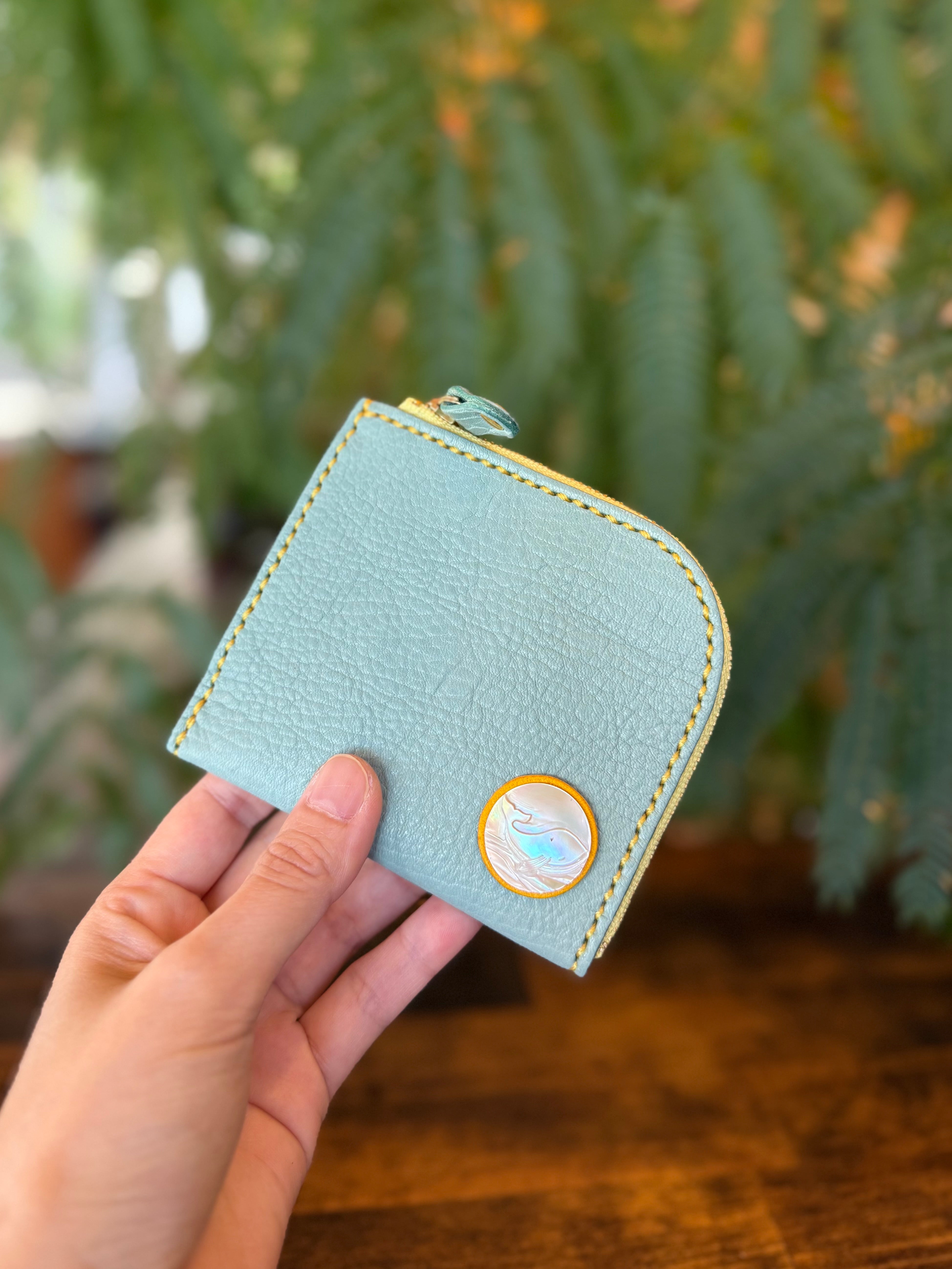 【屋久鹿革】島財布・ターコイズ
