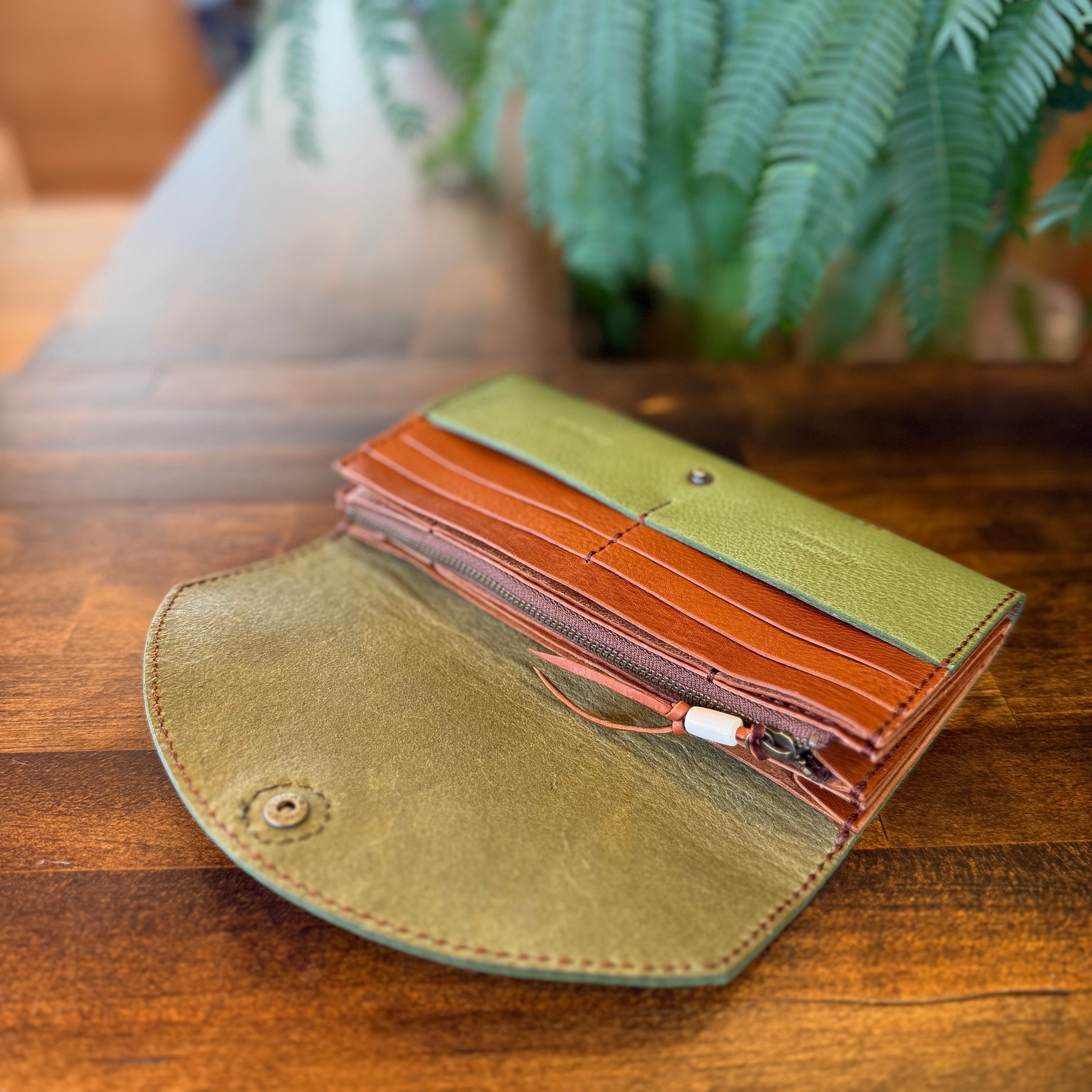 Yakushima Deer Leather Long Wallet – Sika & Crescent Moon