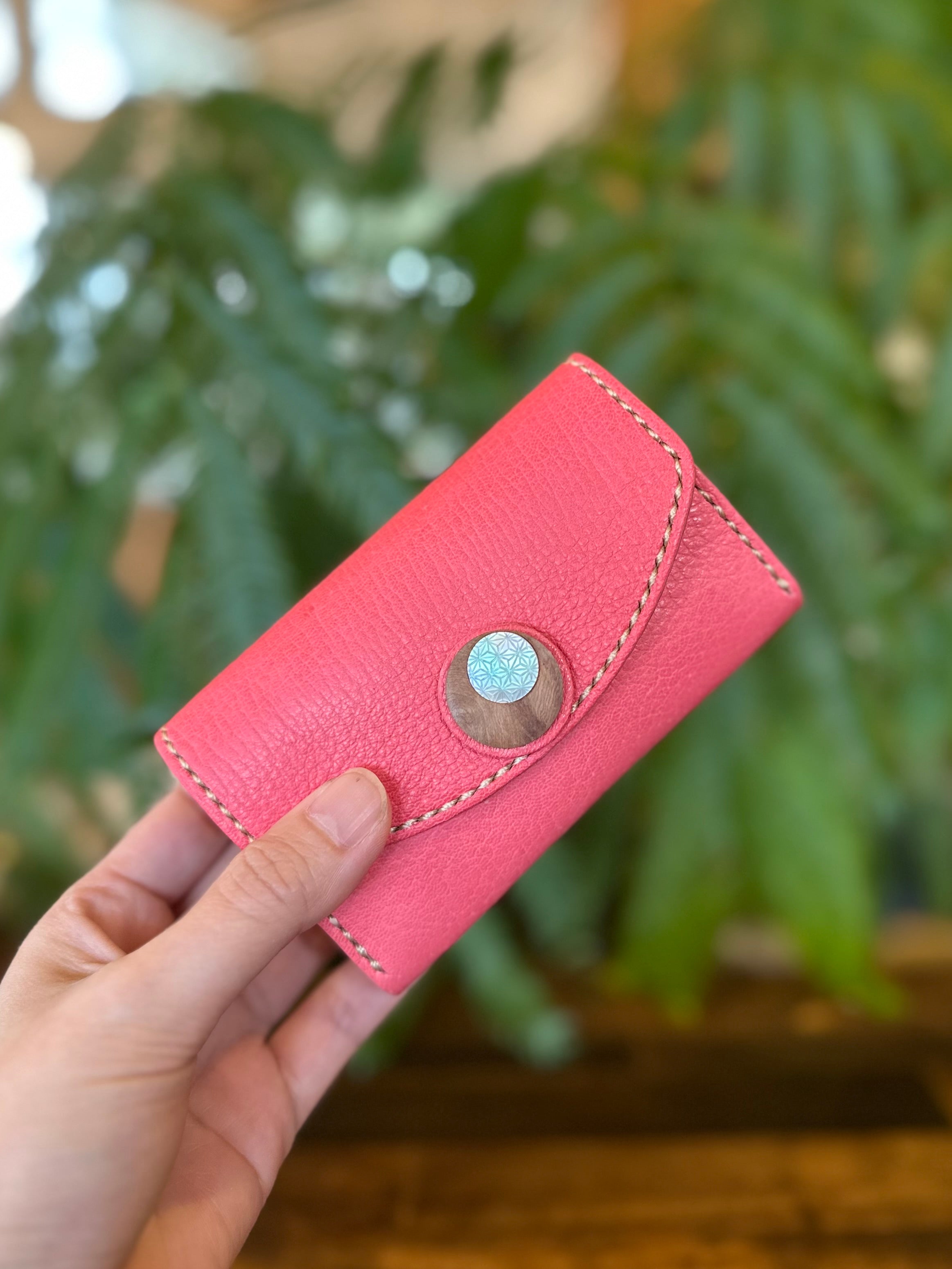 【屋久鹿革】おさいふ名刺入れ (屋久杉×夜光貝)