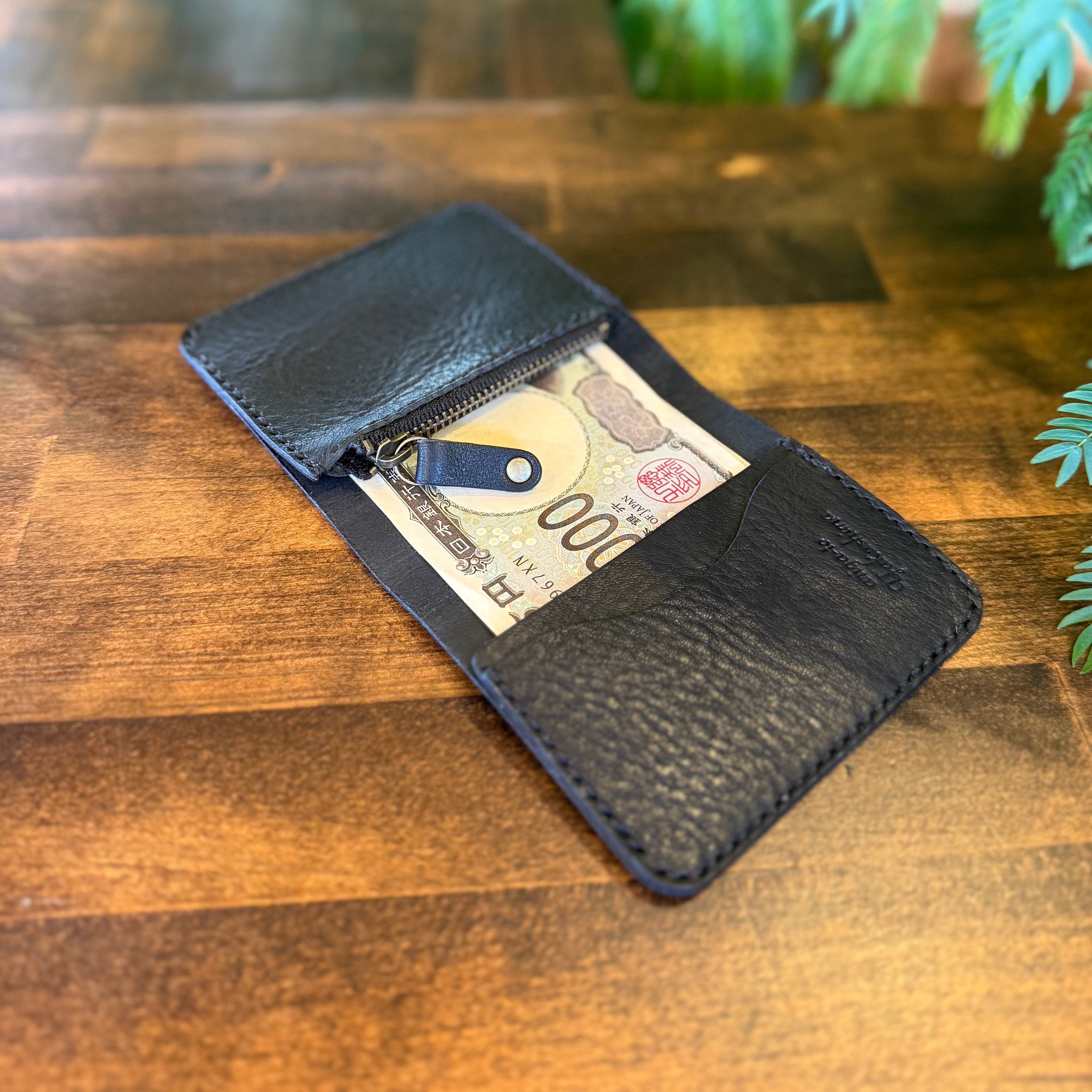 【京鹿革】家計管理Wallet/ブラック