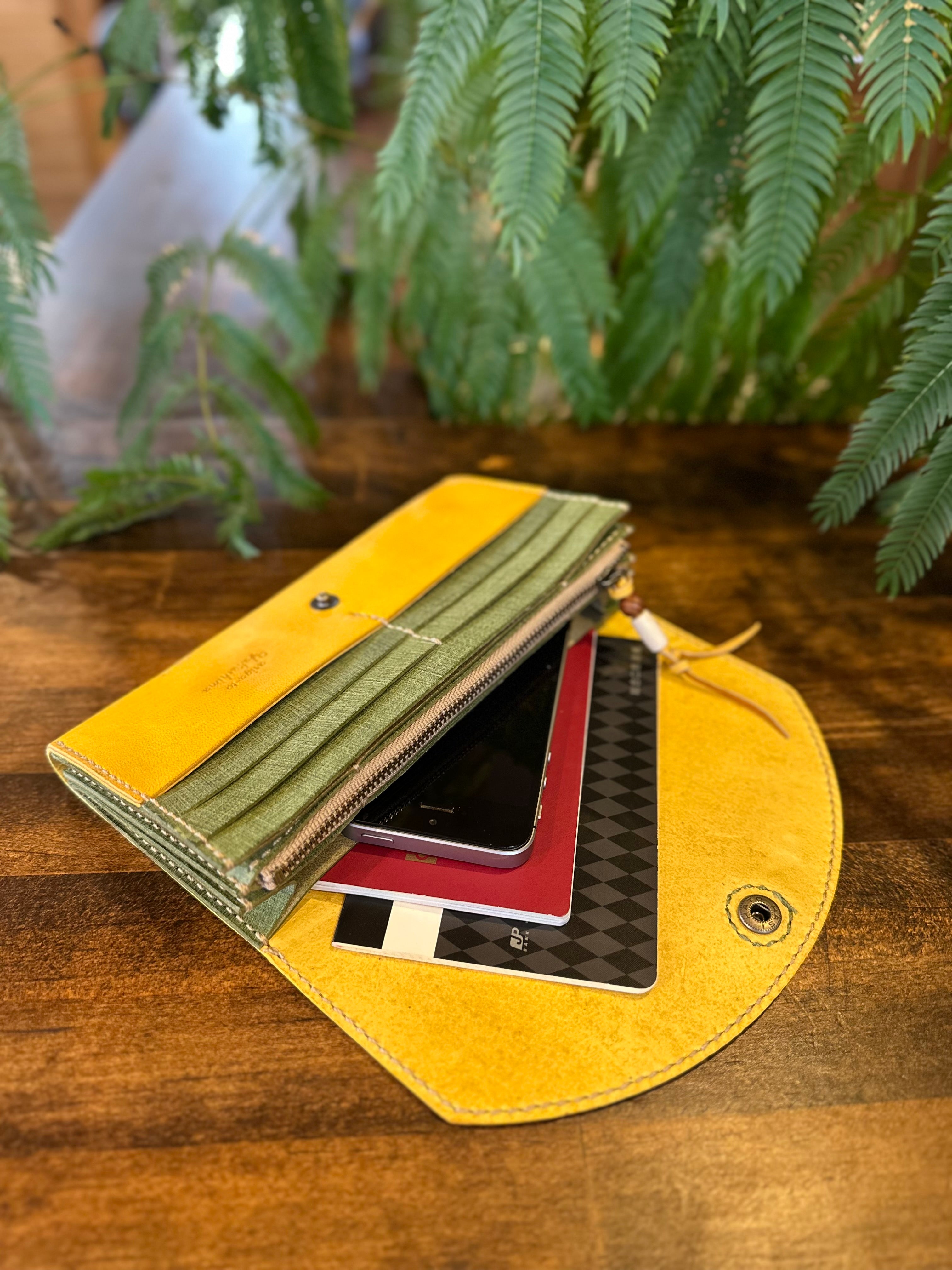 【屋久鹿革】白蛇と一粒万倍日のロングウォレット【受注生産】