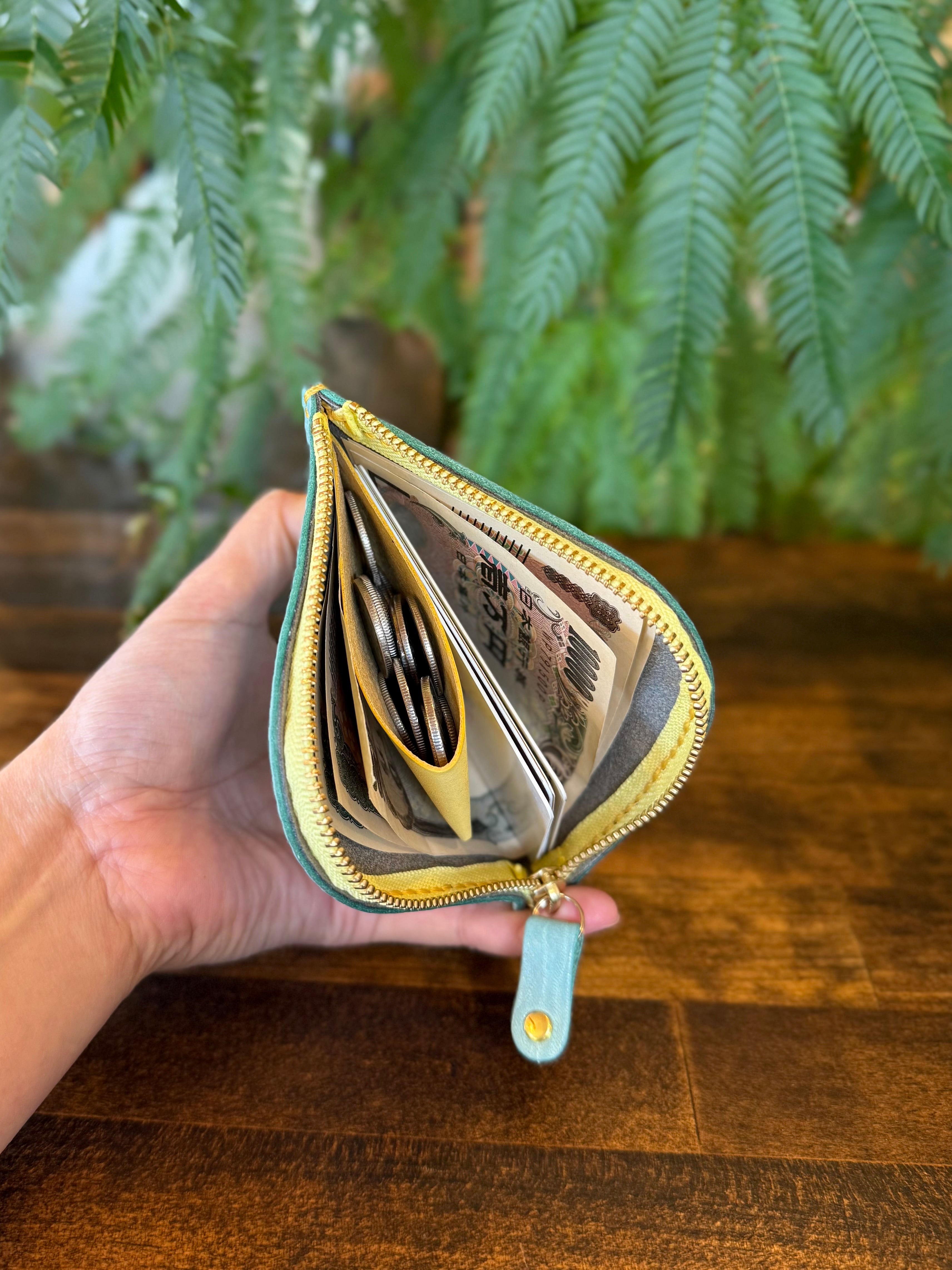 【屋久鹿革】島財布・ターコイズ