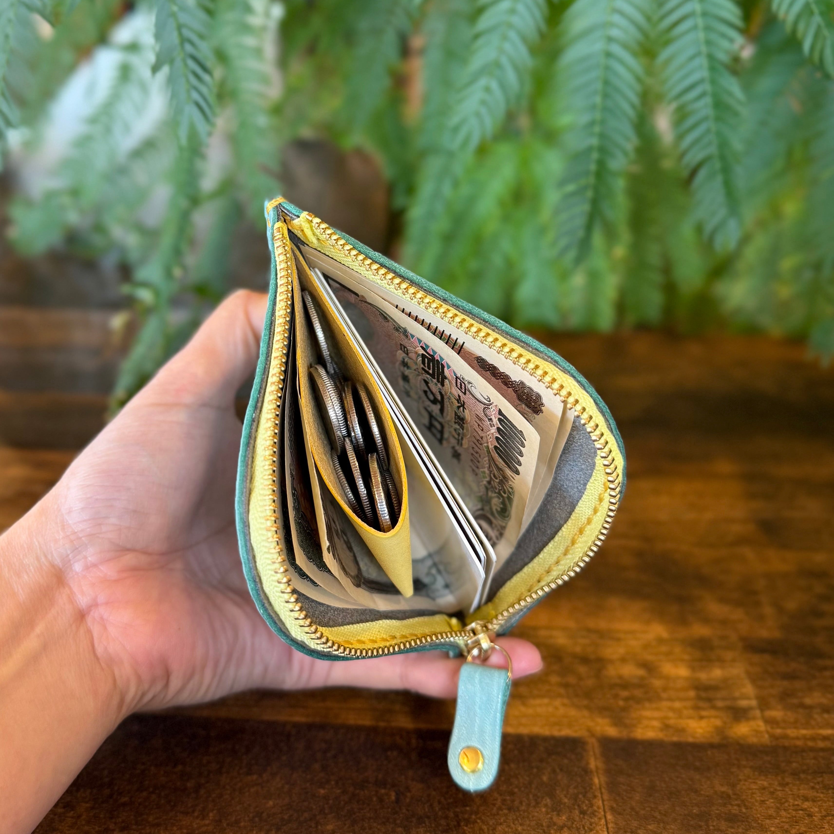 【屋久鹿革】島財布・ターコイズ