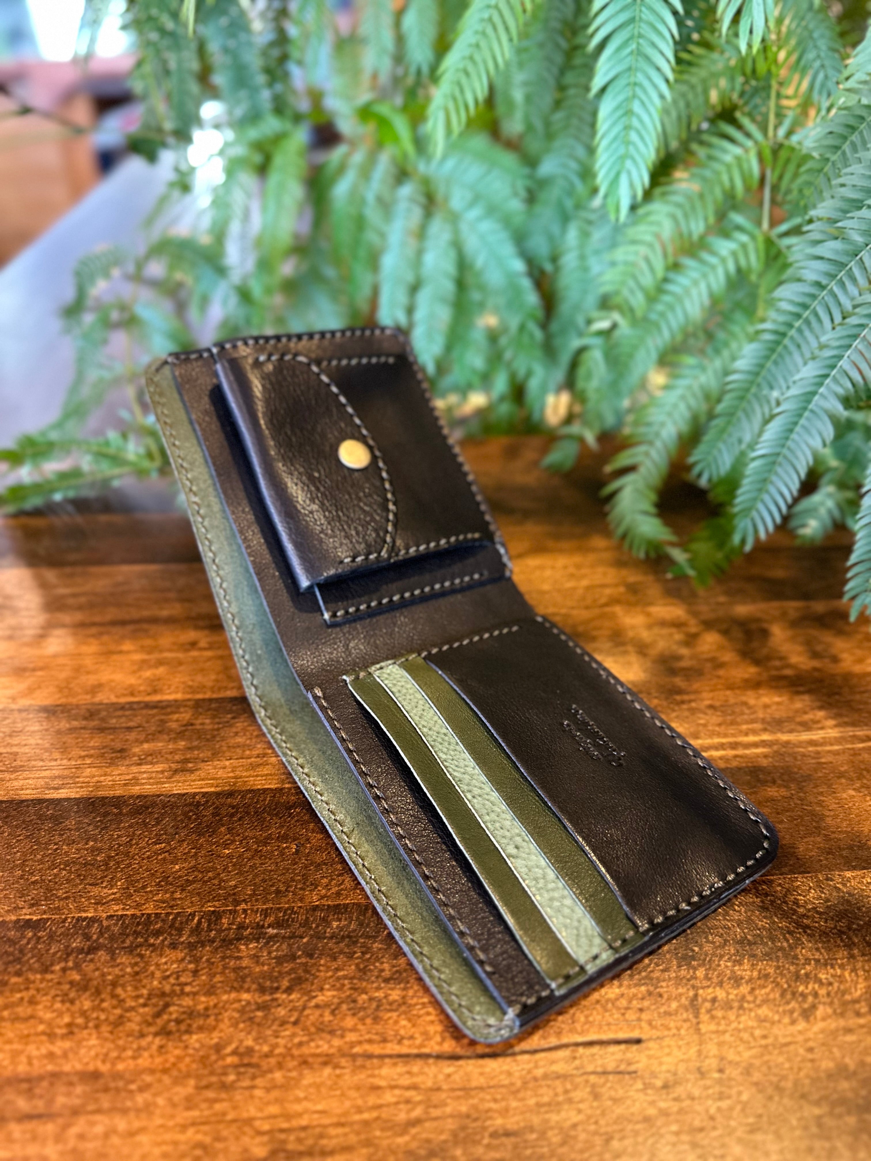 【屋久鹿革】二つ折り財布(夜森)