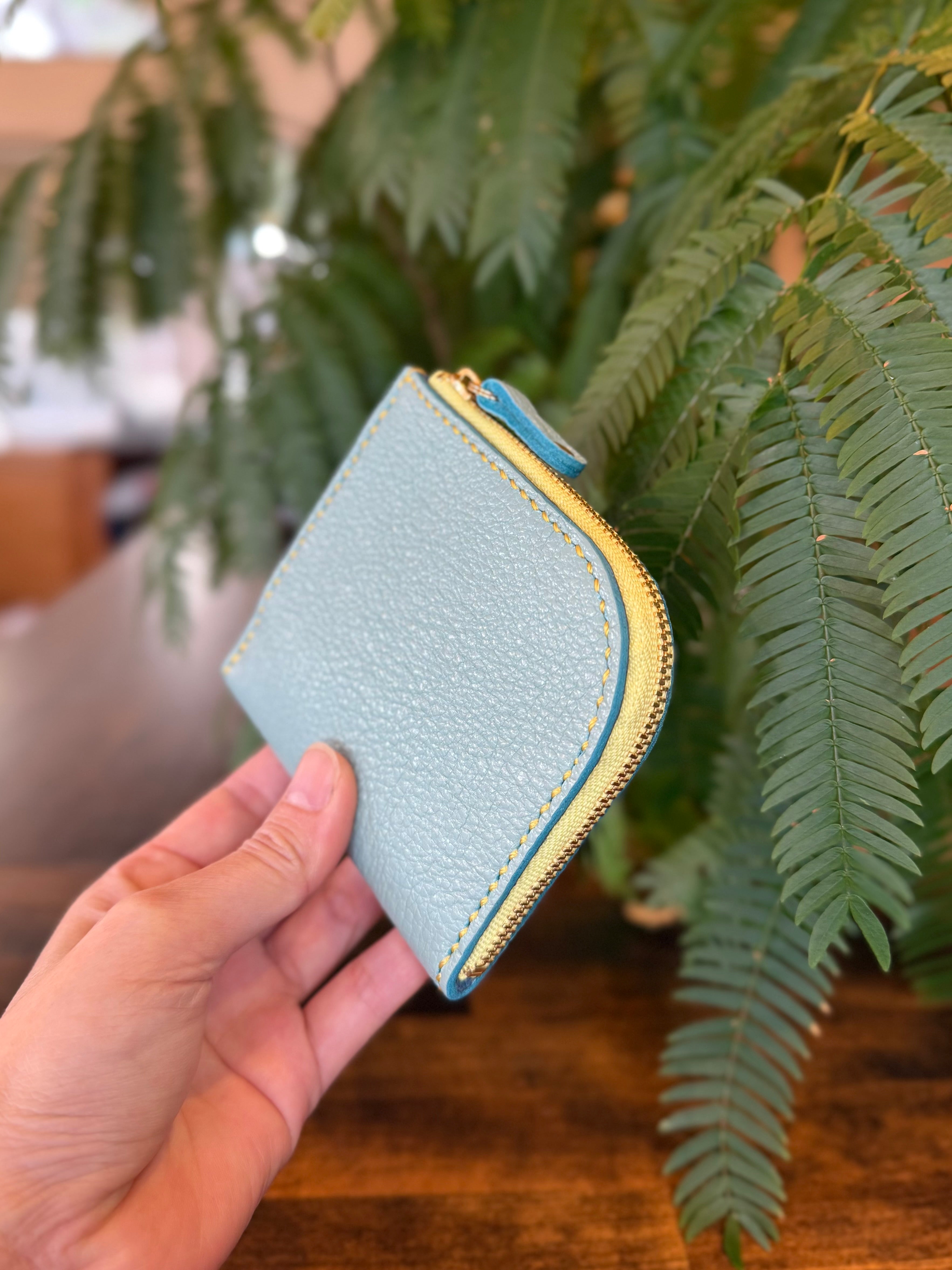 【屋久鹿革】島財布・ターコイズ