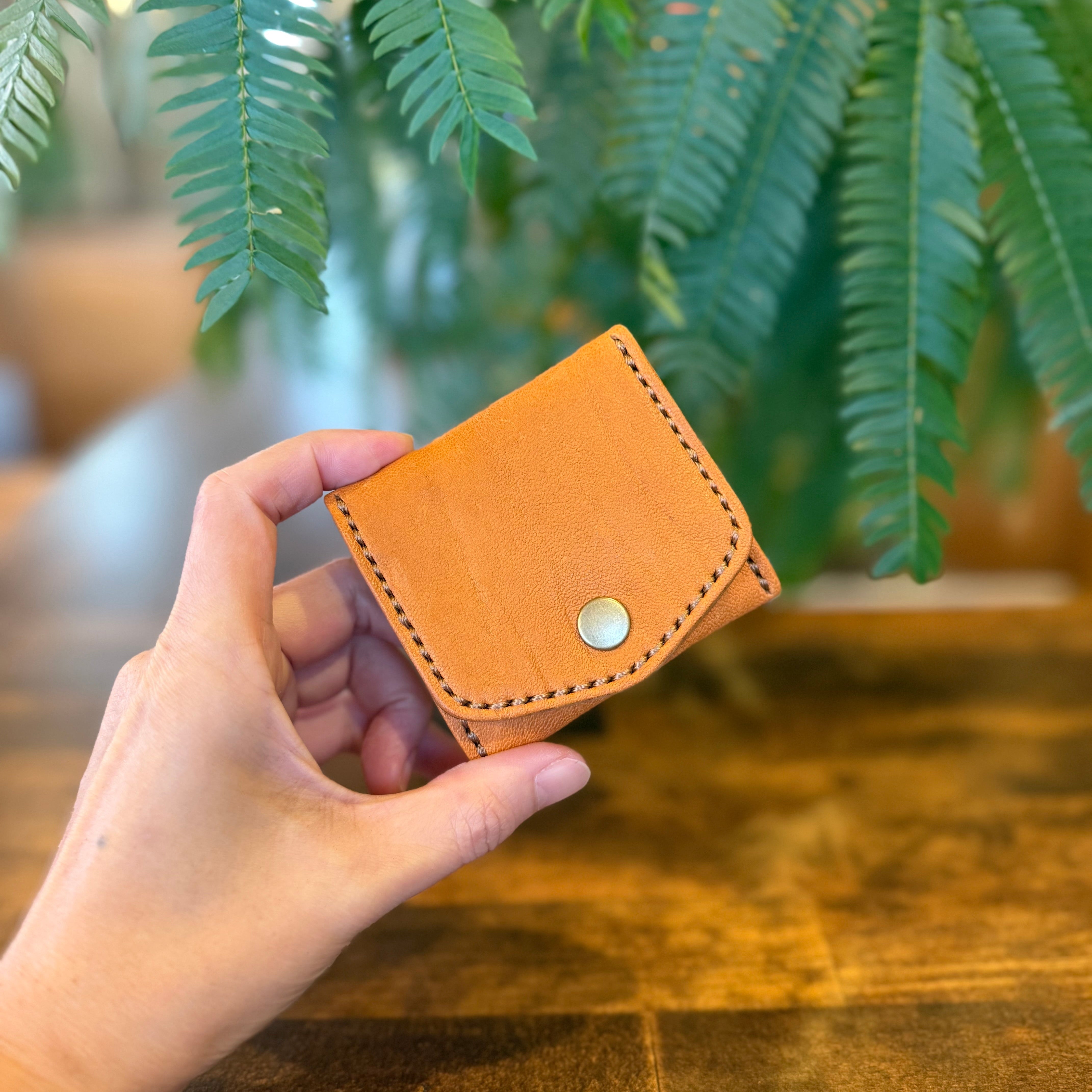 【屋久鹿革×京鹿革】BOX型コインケース/キャメル