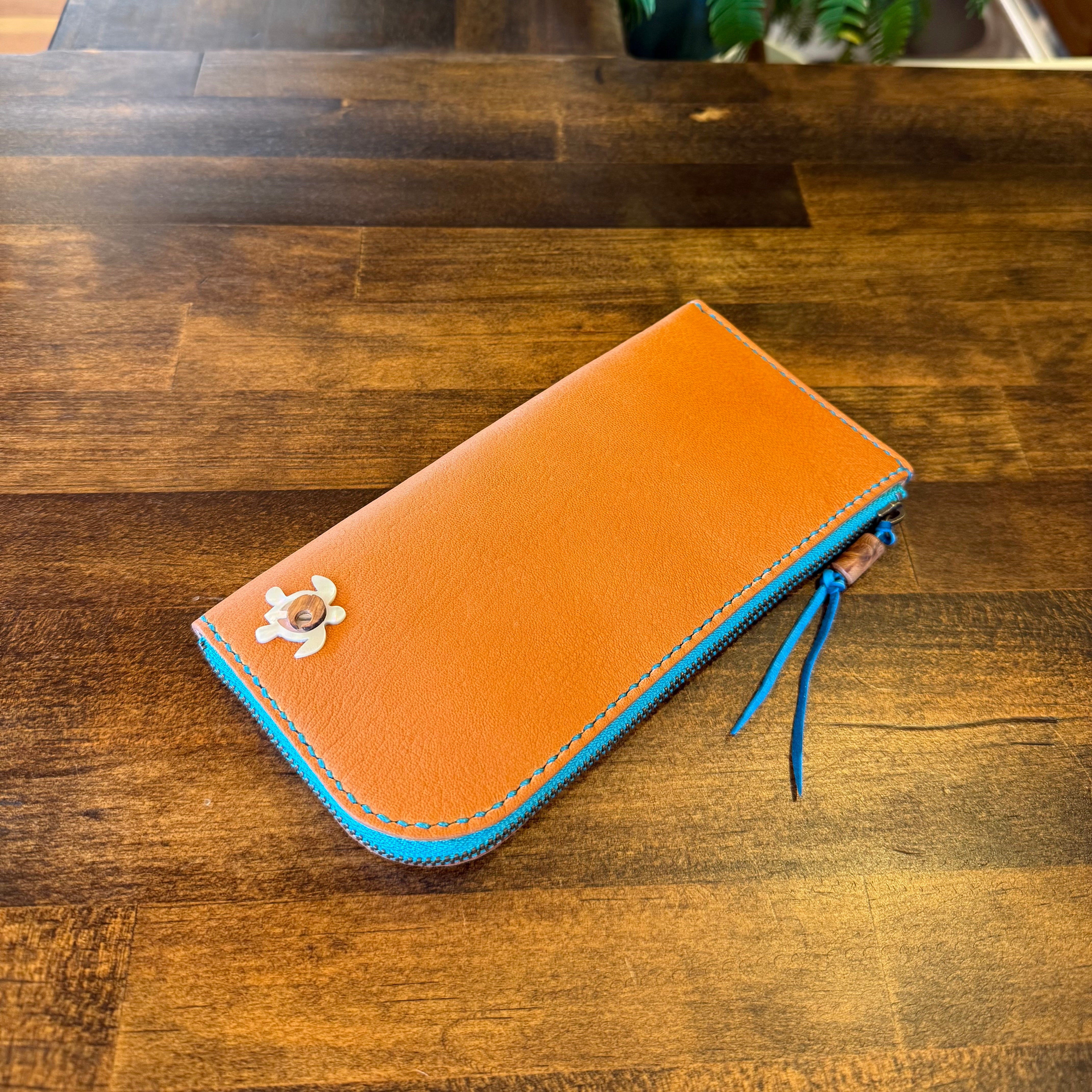 【屋久鹿革】島財布セミロング(キャメル)