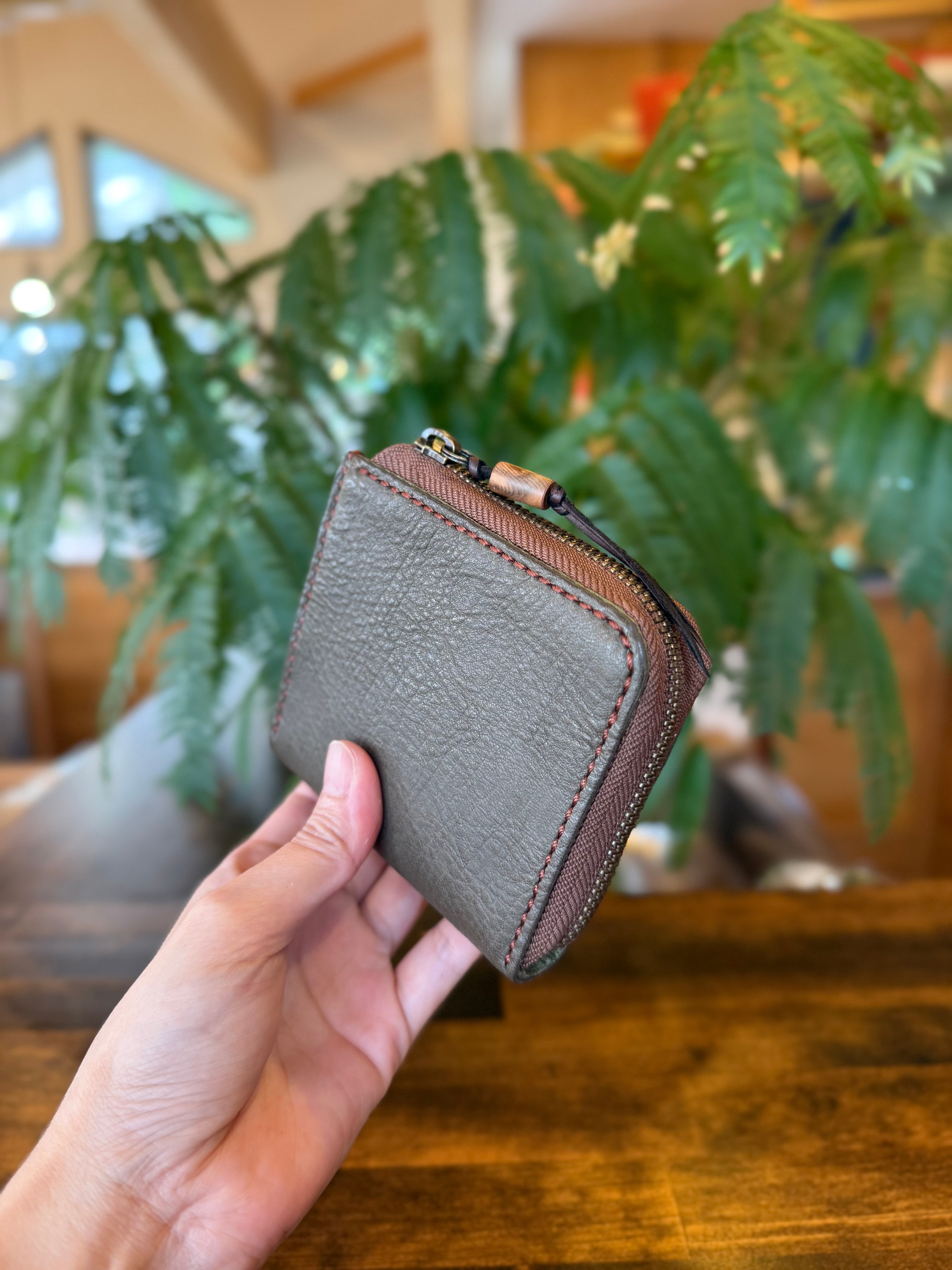 【屋久鹿革】究極の島財布(カーキ)