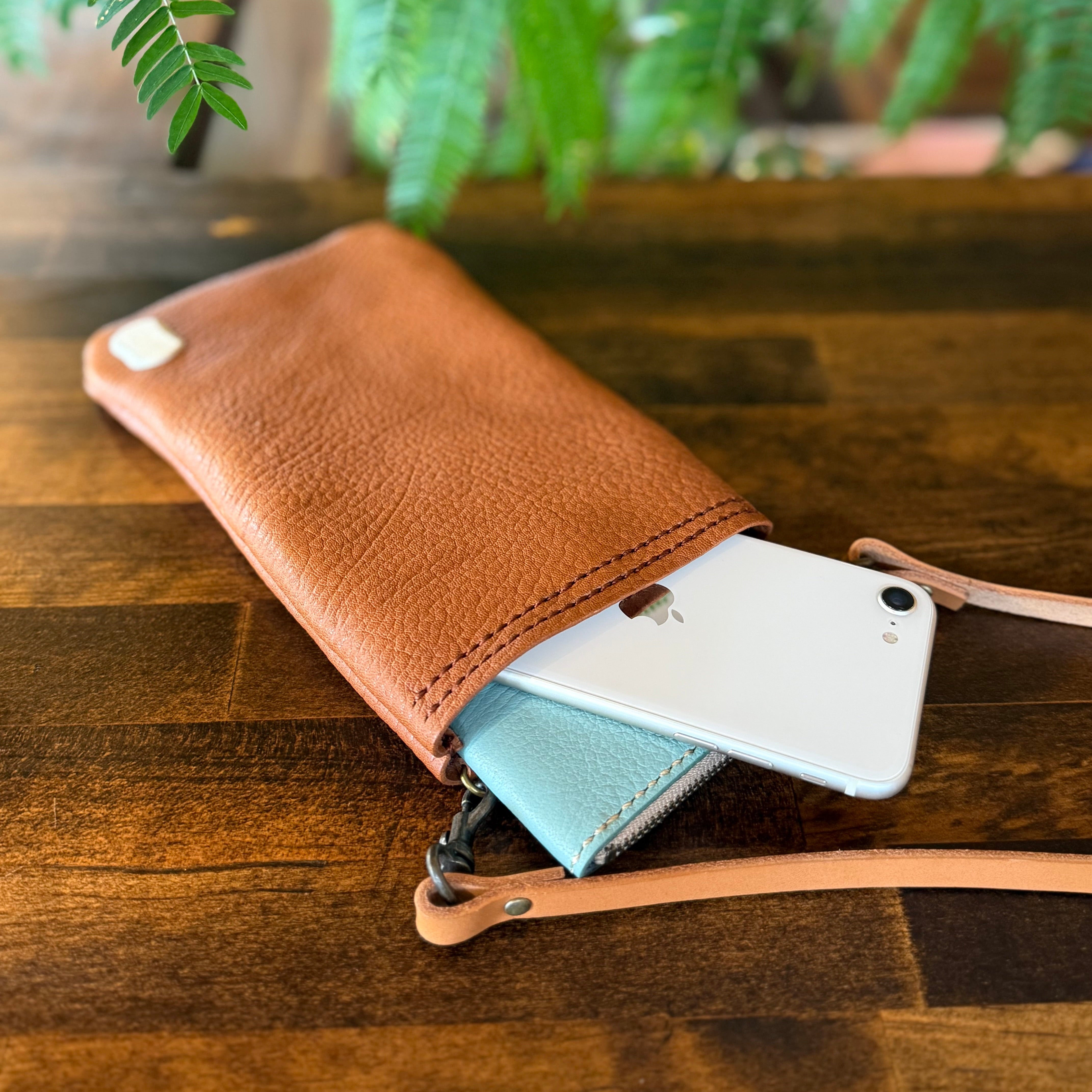 サコッシュ・京鹿革×屋久鹿のツノ(ブラウン)