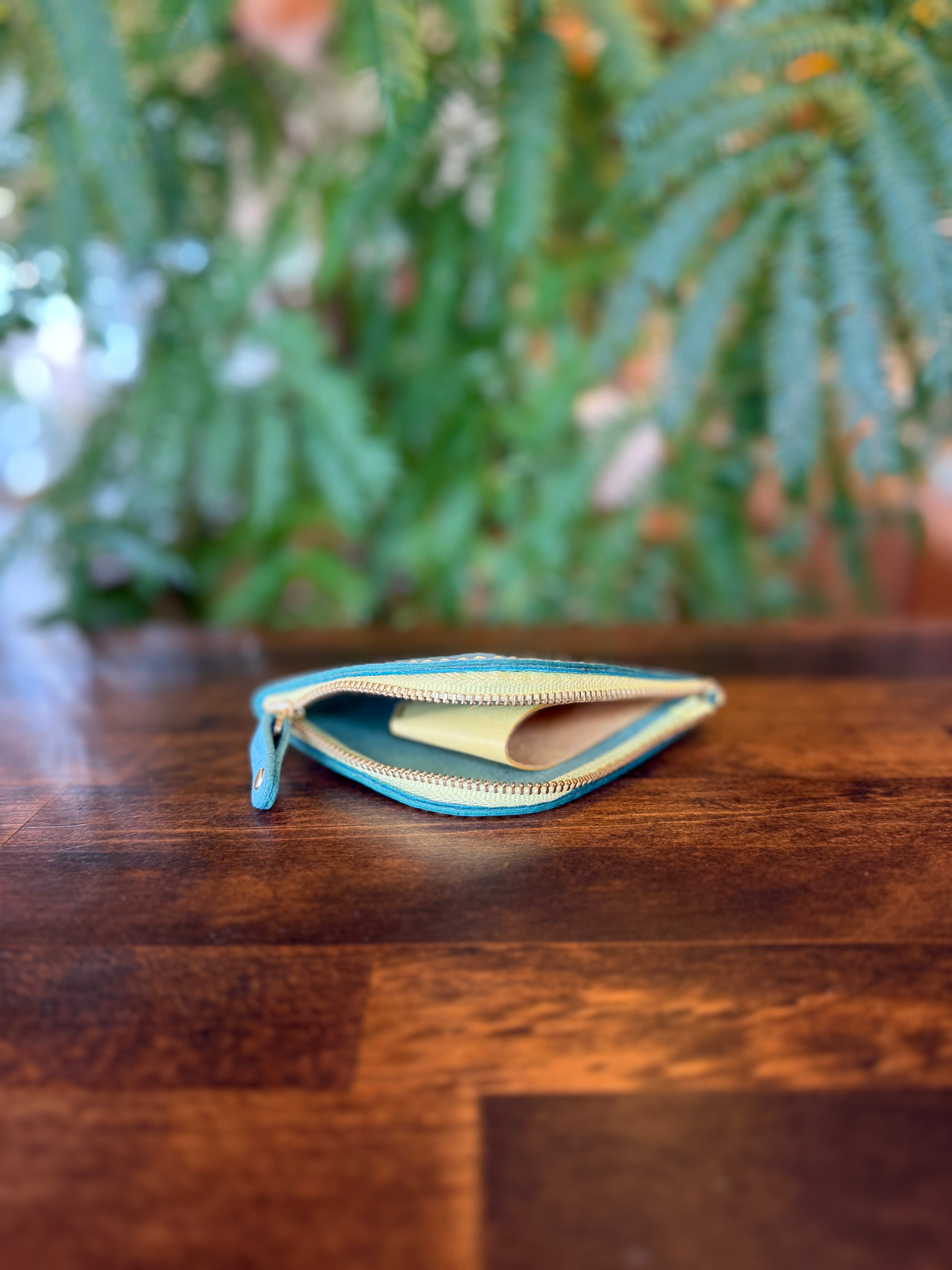 【屋久鹿革】島財布・ターコイズ